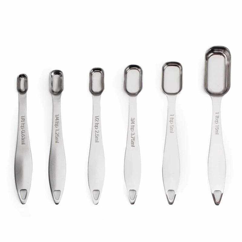 6-Piece Stainless Steel Measuring Spoon Set - Stackable, Nesting Spoons for Baking, Cooking & Coffee (1/8 tsp to 1 tbsp) - Perfect for Home Kitchen & Professional Use