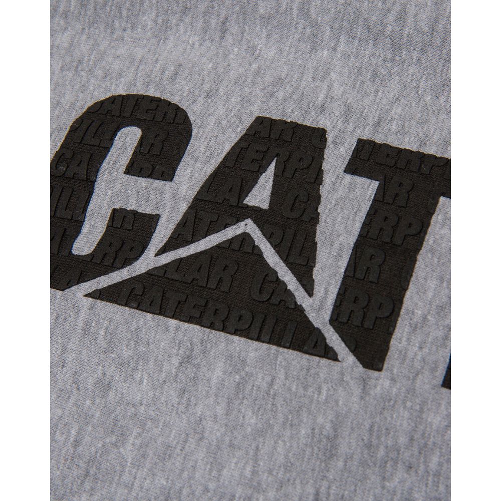 CAT Men's Raised Graphic Long Sleeve Work Shirt - Heather Grey 1010047 | Durable Cotton Workwear for Construction, Farming & Outdoor Jobs