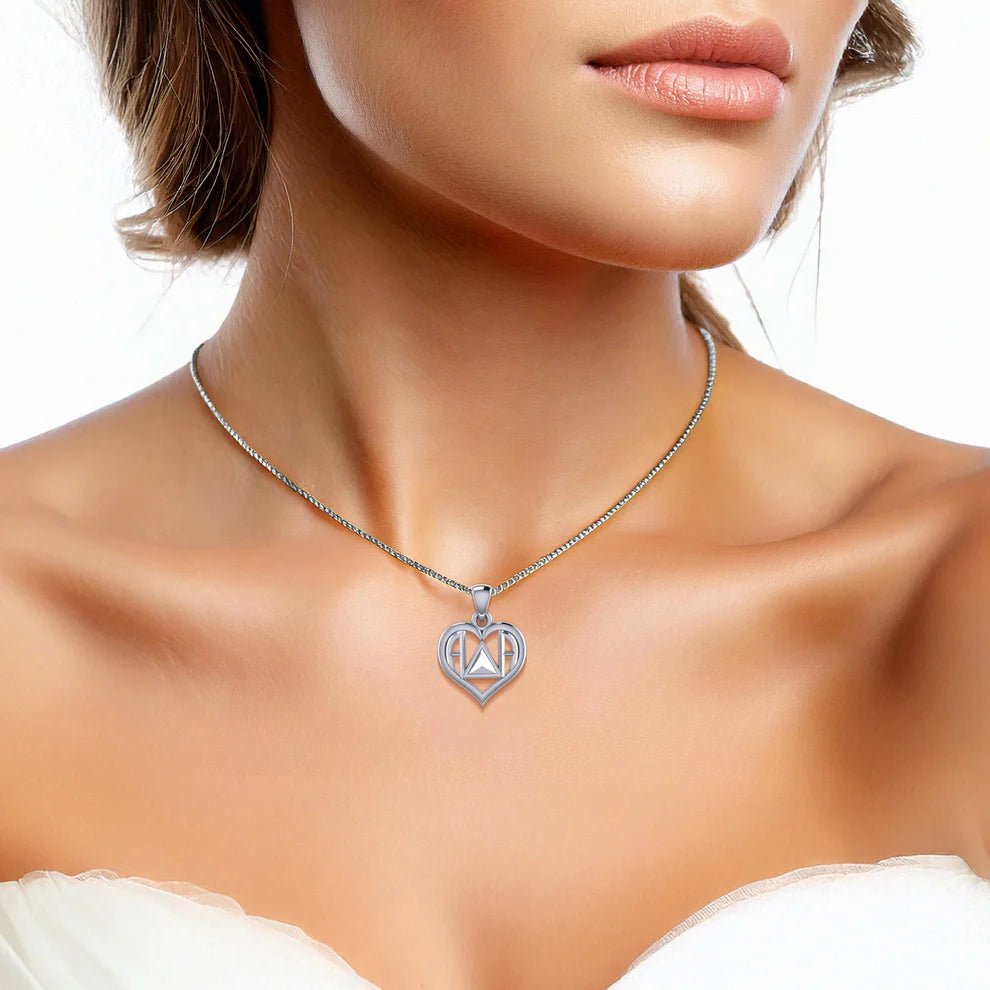 Heart & Recovery Symbol Sterling Silver Pendant - AA or NA Sobriety Jewelry TPD6350 TPD6349 | Perfect for 12-Step Meetings, Recovery Milestones & Addiction Awareness Gifts