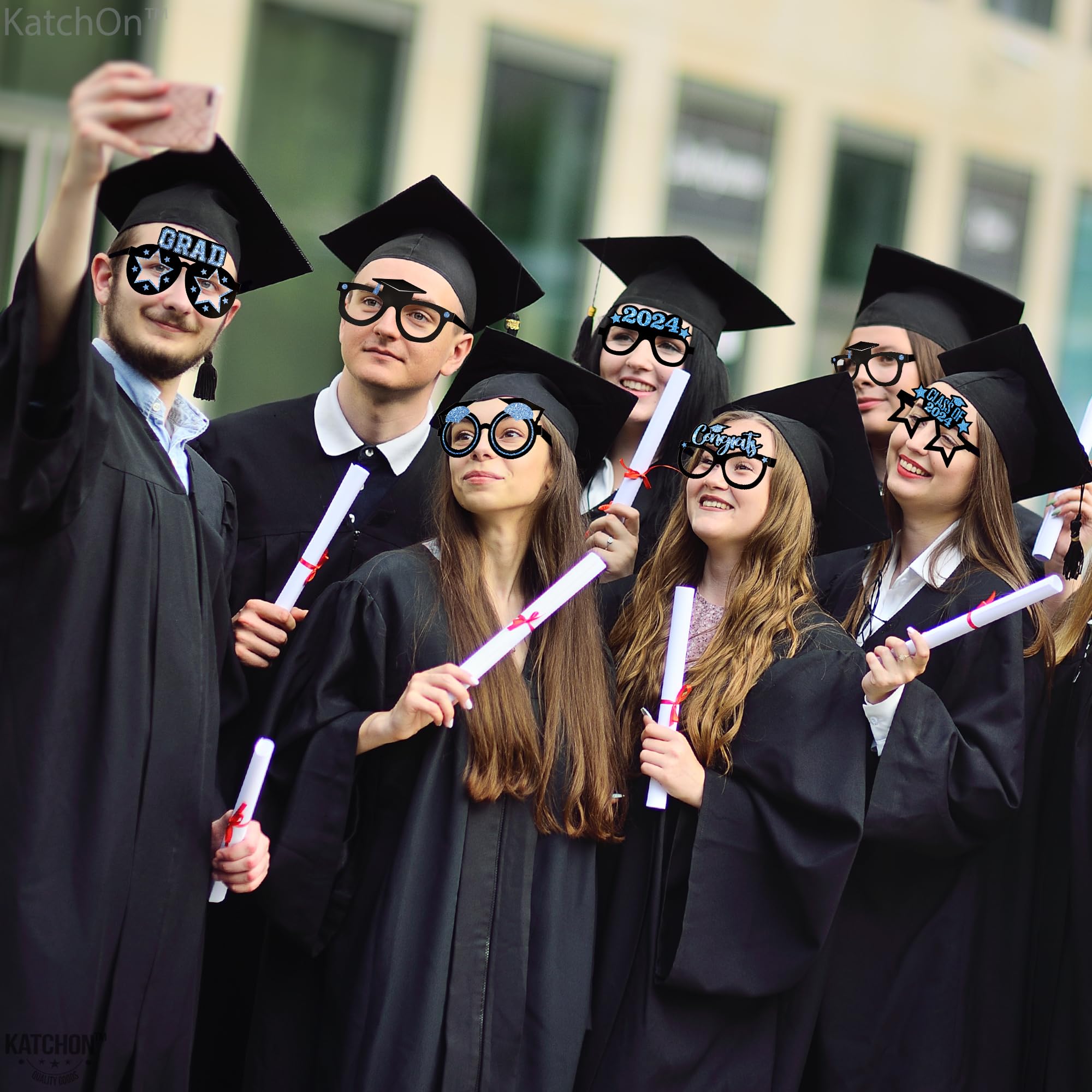 KatchOn Blue Graduation Glasses 2024 - Pack of 12 | Class of 2024 Graduation Party Decorations, Photo Booth Props & Party Favors | Perfect for Graduation Ceremonies, Photo Shoots & Celebration Events