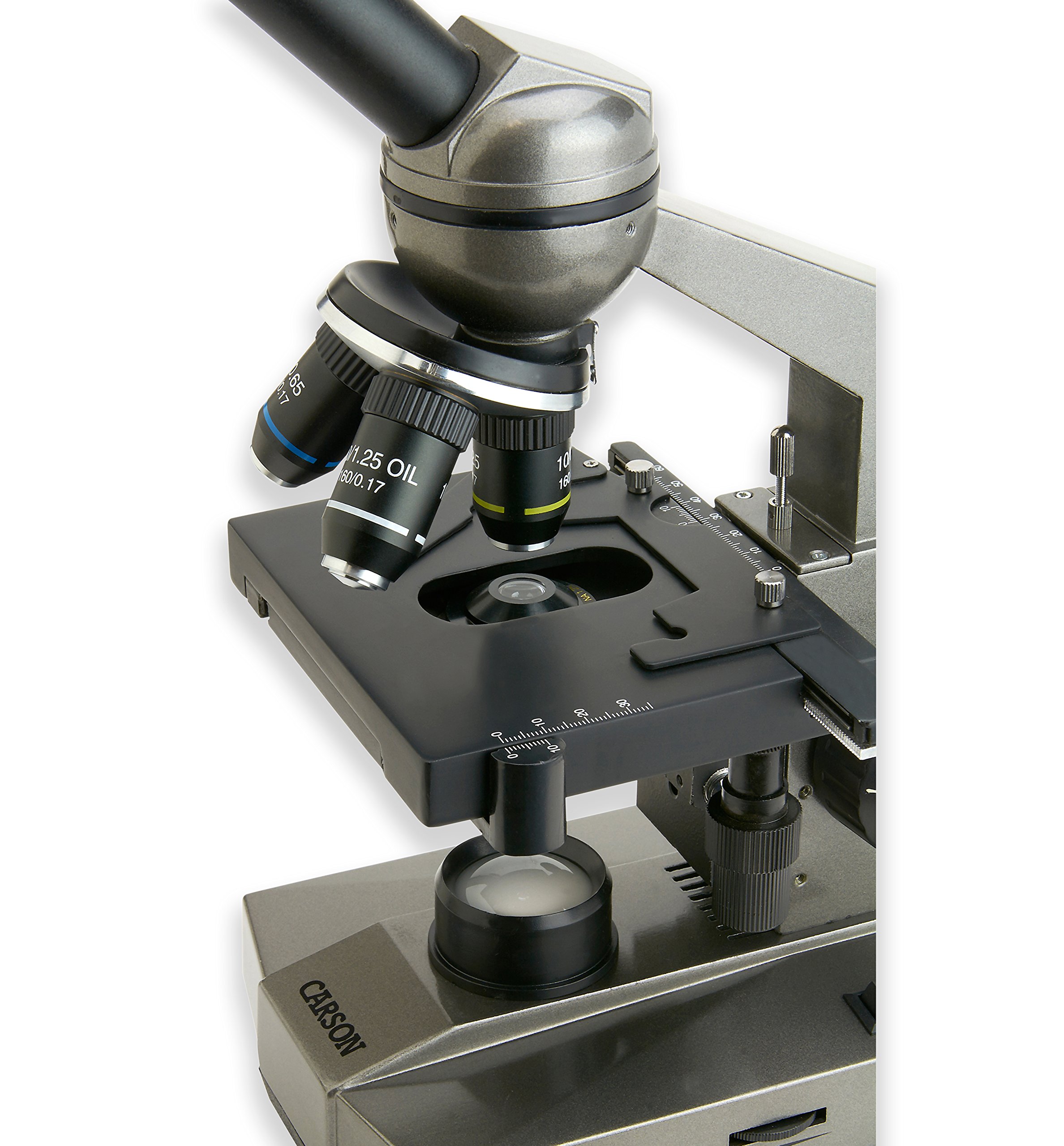 Carson MS-100SP Beginner Compound Microscope 100-1000x Magnification with Mechanical Stage & Smartphone Adapter - Perfect for Students, Home Science Labs & Digital Microphotography