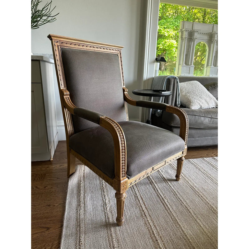 Hand Carved Wooden Louis Armchair - Antique Style Accent Chair for Living Room, Bedroom & Office - Elegant Home Decor & Vintage Furniture