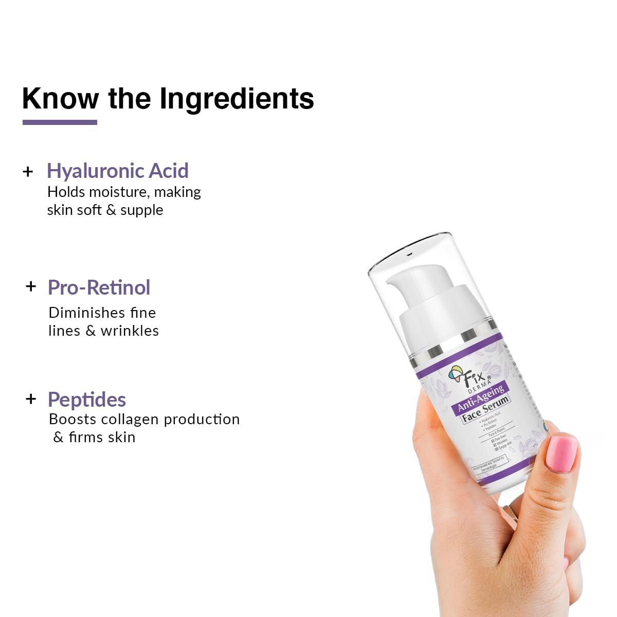 Fixderma Hyaluronic Acid & Pro Retinol Anti-Aging Face Serum for Fine Lines & Wrinkles - Men & Women, All Skin Types (15g) | Hydrating & Firming Daily Skincare for Youthful Glow