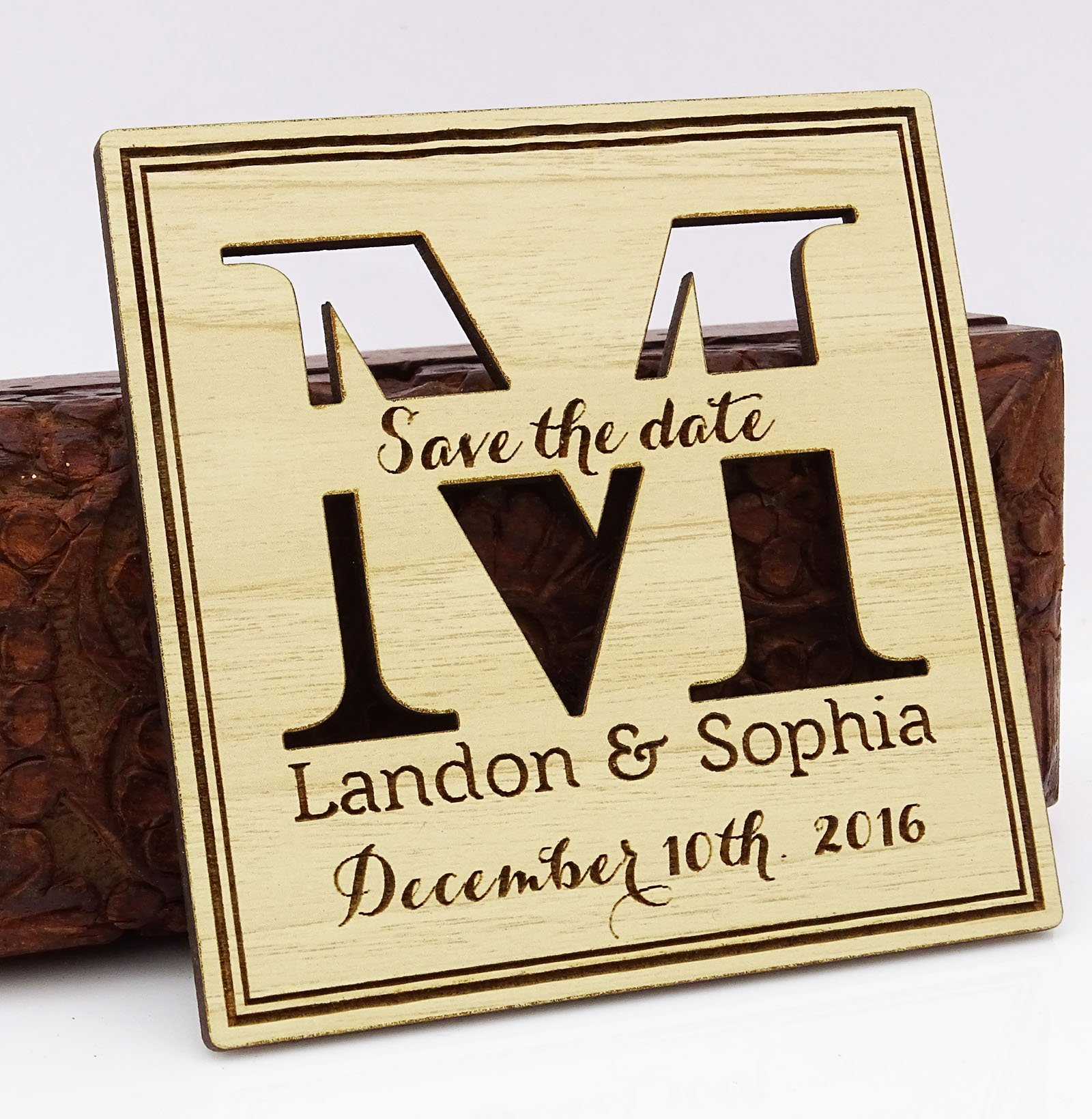 Personalized Custom Engraved Wooden Magnets - Rustic Wedding Save The Date Gift - Perfect for Fridge Decor, Anniversary Gifts & Bridal Party Favors (50 Pack)