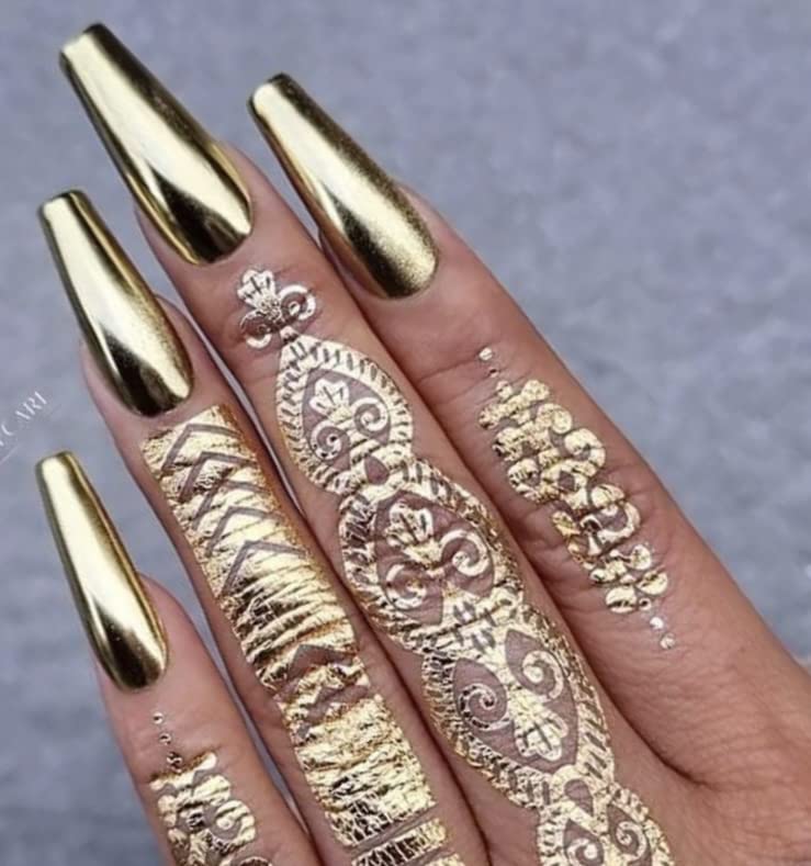 Pro Mirror Effect Gold Chrome Nail Pigment Powder - Smokey Nail Polish & Laser Glitter for Nail Art, Eye Makeup & DIY Crafts (C8) - Perfect for Salon, Party & Special Occasion Nail Designs