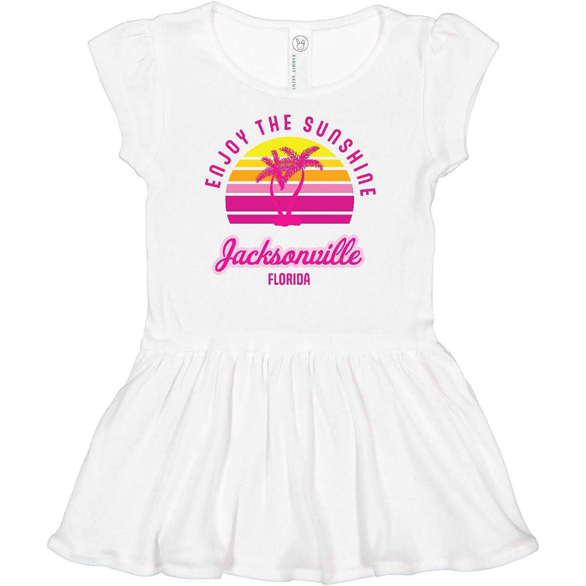 Inktastic Summer Enjoy The Sunshine Jacksonville Florida Pink Infant Dress - Cute Baby Girl Outfit for Beach, Vacation & Family Photos