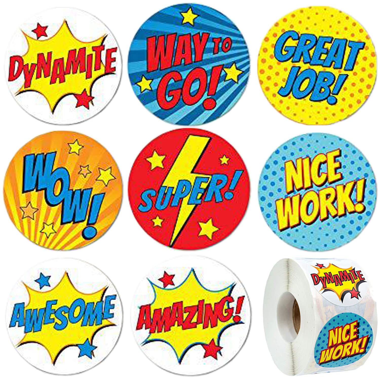 500PCS Motivational Stickers for Kids - 1.5 Inch Colorful Reward Stickers for Students & Teachers - Perfect for Classroom Incentives, Homework Charts & Behavior Rewards