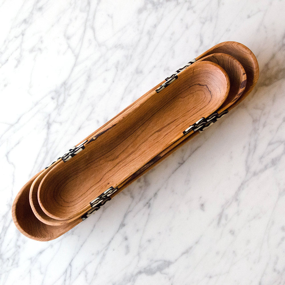 Premium Wild Olive Wood Cracker Tray Set - Handcrafted Rustic Cheese Board & Serving Platter for Entertaining, Charcuterie, Wine Parties & Holiday Gatherings