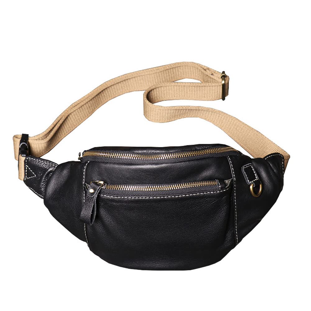 Leathario Genuine Leather Waist Pouch for Men - Fashionable Fanny Pack, Bum Bag with Adjustable Strap - Perfect for Travel, Gym, Running & Outdoor Activities