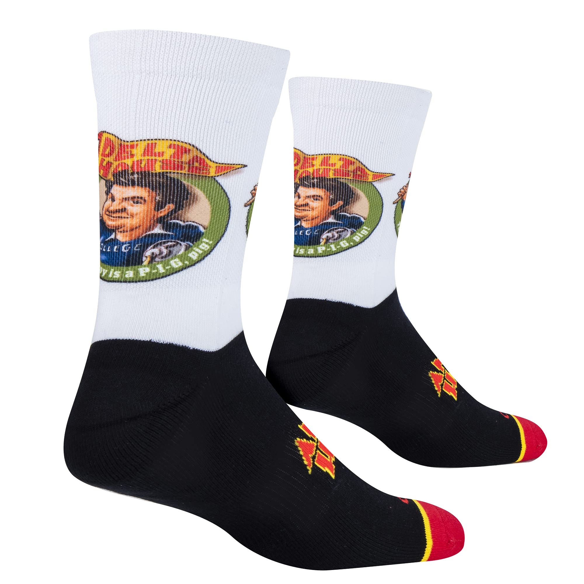 Funny Animal House Delta House Graphic Print Crew Socks for Men & Women - Large Size - Perfect for Gifts, Parties, and Casual Wear