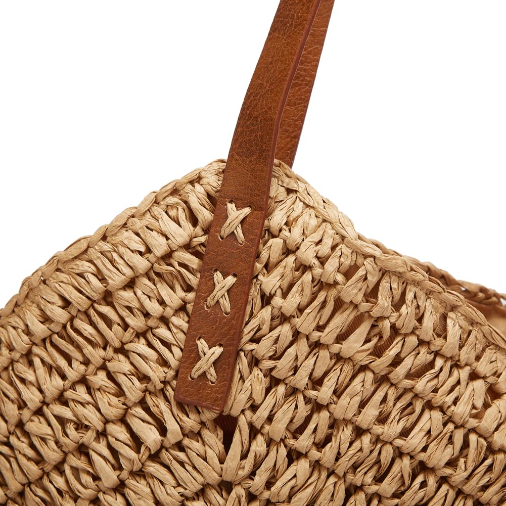 Women's Woven Straw Tote Bag - Summer Beach Hobo Handbag for Travel & Vacation - Lightweight Casual Shoulder Bag for Outdoors, Picnics & Shopping