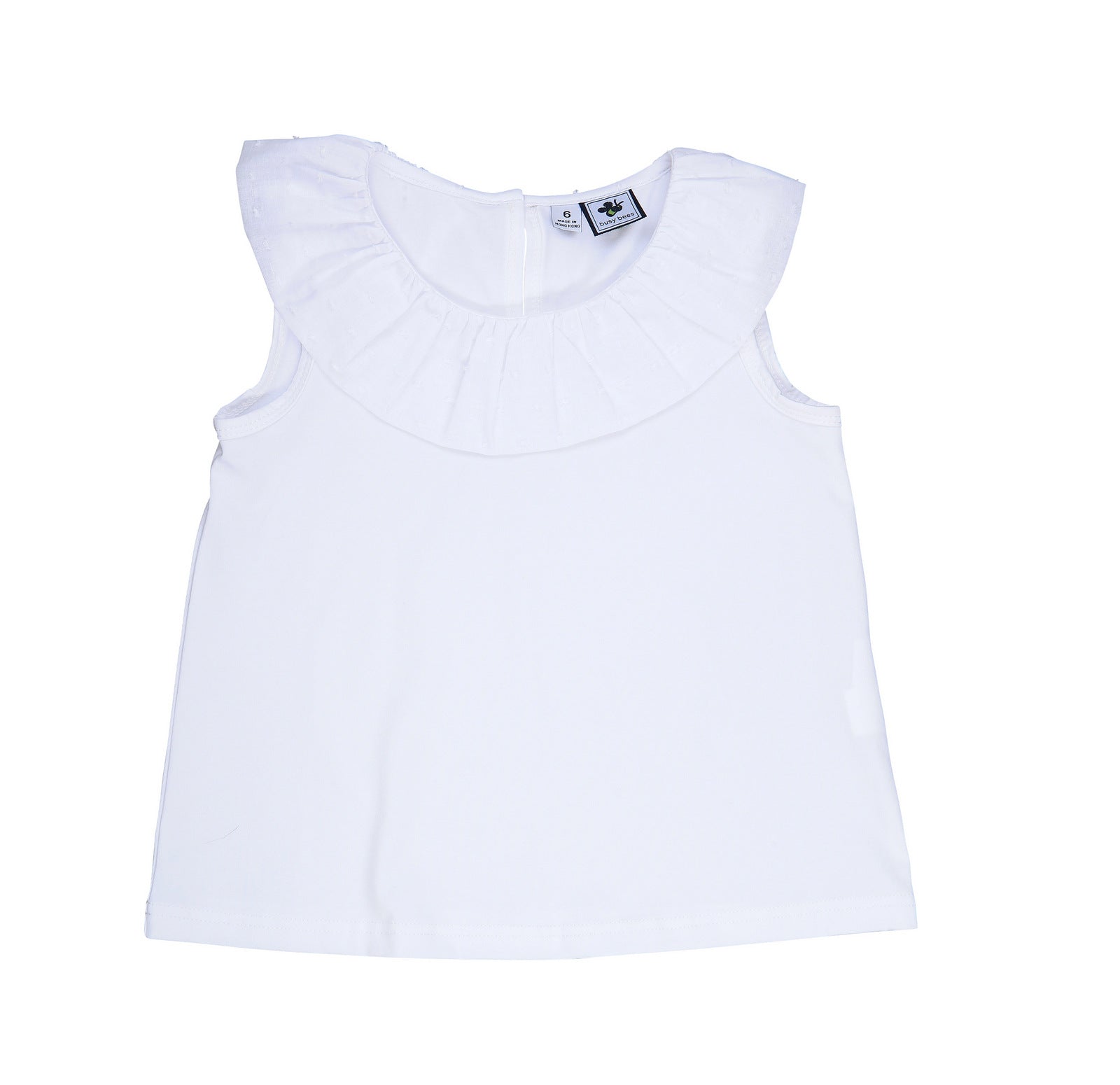 Women's Summer Ruffle Tee - White Knit Swiss Dot Blouse for Casual Wear & Beach Outfits