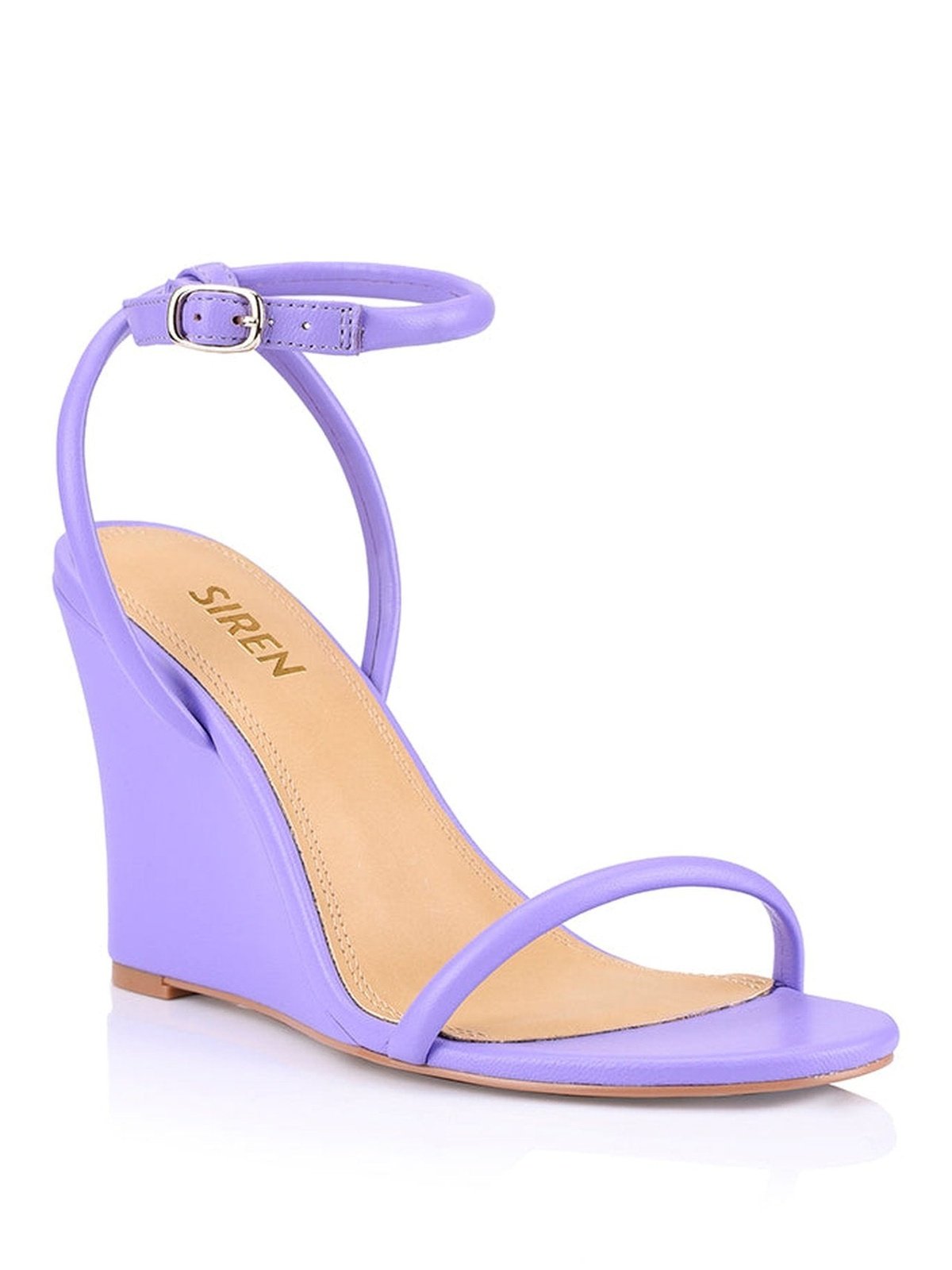 Bebe Women's Wedge Sandals - Comfortable Lilac Leather Summer Shoes for Casual Outings & Beach Vacations