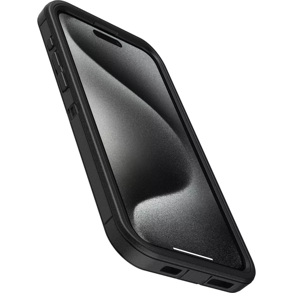 OtterBox Defender Series Case for iPhone 15 Pro Max - Rugged & Durable Black Protective Cover with Port Protection, Holster Clip & Antimicrobial Defense - Perfect for Outdoor Adventures, Construction Work & Active Lifestyles