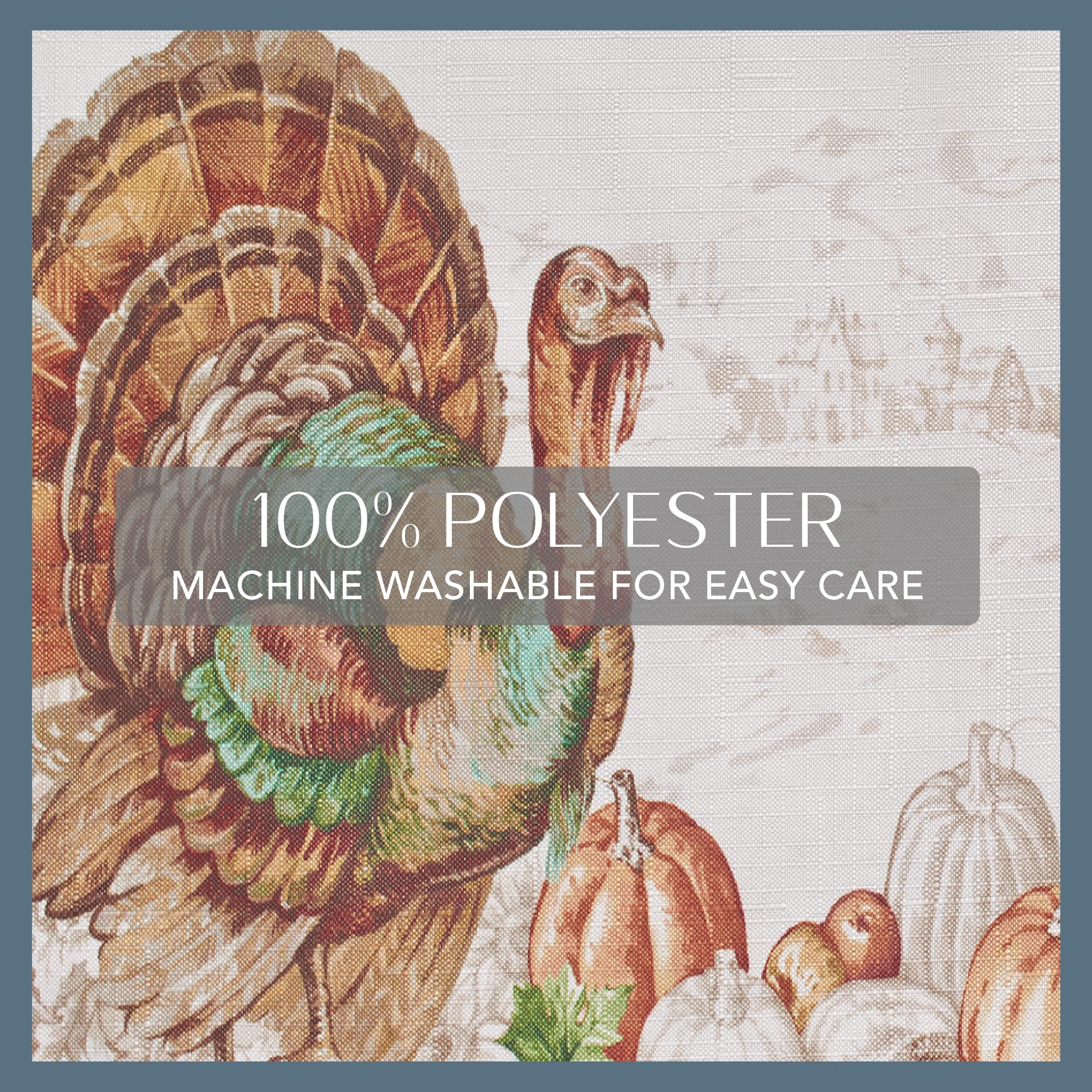 Elrene Home Fashions Thanksgiving Placemats Set of 4 - 13x19 Inch Fall Table Mats with Turkey Border Design for Autumn Dining Decor - Perfect for Holiday Dinner Parties, Family Gatherings & Seasonal Home Decor