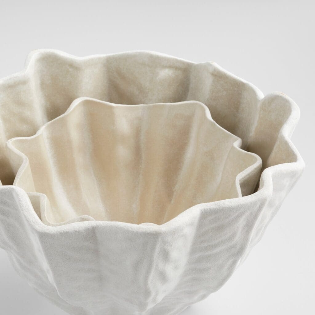 Cyan Design 11479 Chloris Bowl - Large White Ceramic Decorative Bowl for Home Decor, Centerpiece, Fruit Display, and Table Setting
