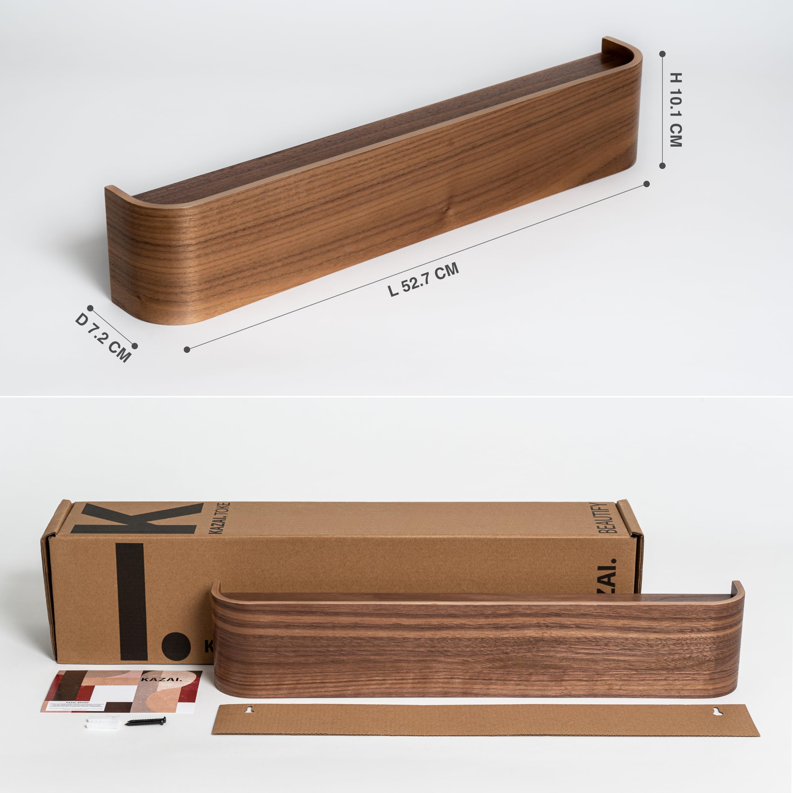 Toke Modern Wall-Mounted Coat Rack with Hidden Hooks - Solid Wood Veneer Panel Hanger in Walnut - Space-Saving Entryway Organizer for Coats, Hats & Bags