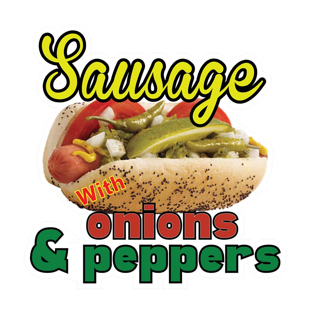 Premium Food Truck Decals - Sausage, Onions & Peppers Design - High-Quality Die-Cut Vinyl Sticker Sign for Concession Stands & Restaurants - 48 Inch Large Size - Perfect for Food Trucks, Mobile Kitchens & Outdoor Catering Businesses
