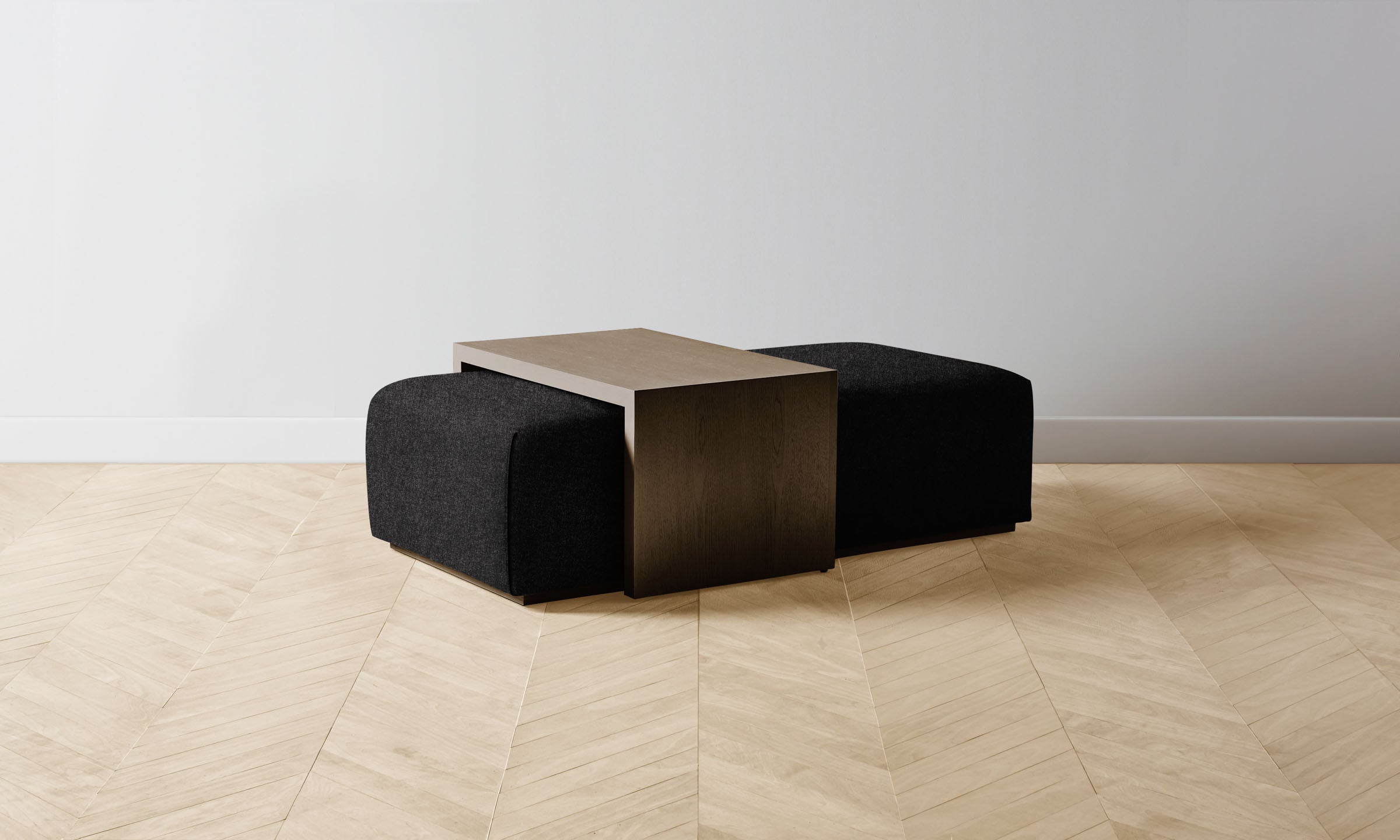 The Bowery Ottoman - Italian Brushed Wool Pepper Fabric - Perfect for Living Room, Bedroom & Office Seating