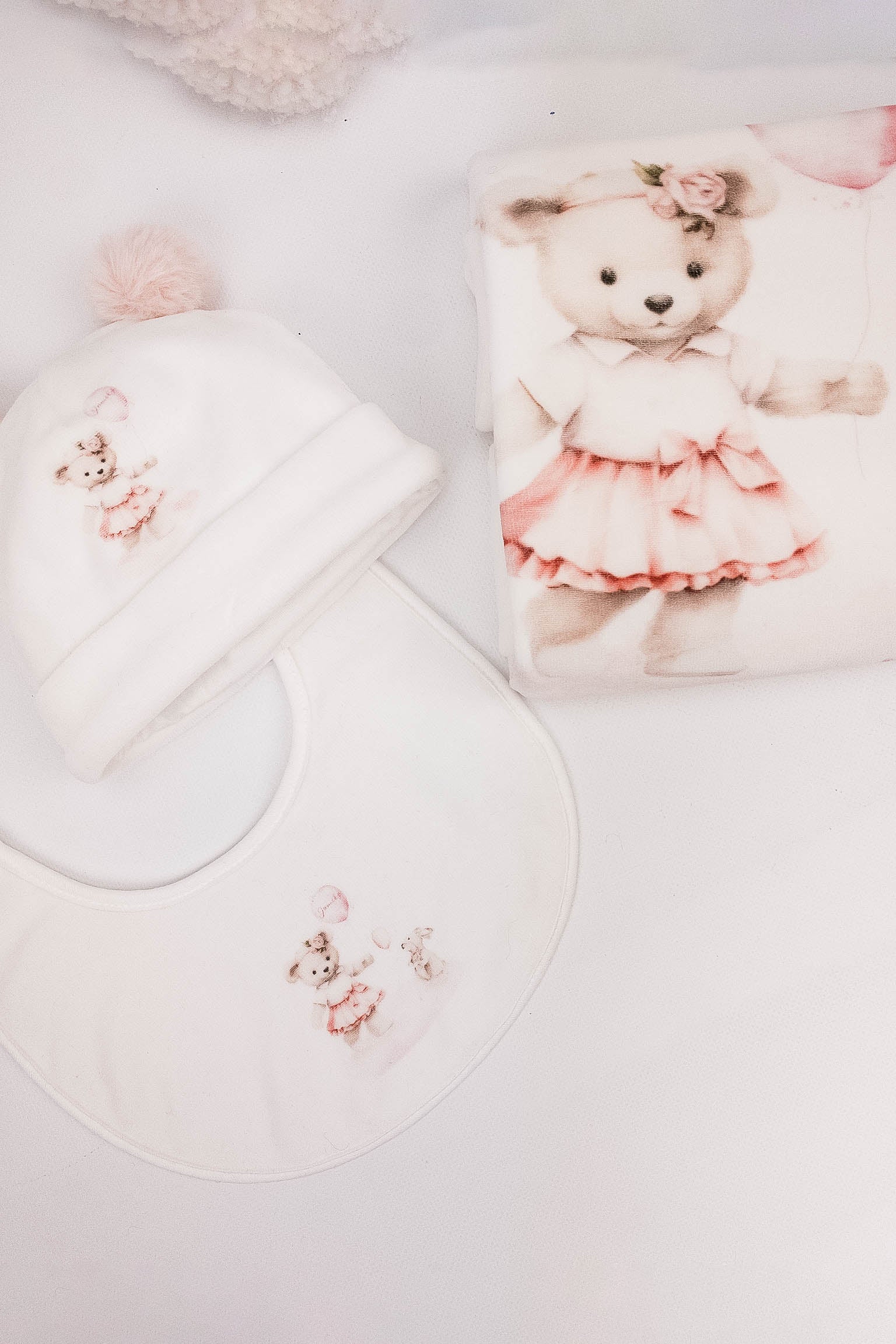 Ivory & Pink Velour Bear Hat - Soft Winter Beanie for Women & Girls, Cute Animal Ear Hat for Cold Weather, Perfect for Outdoor Activities & Holiday Gifts