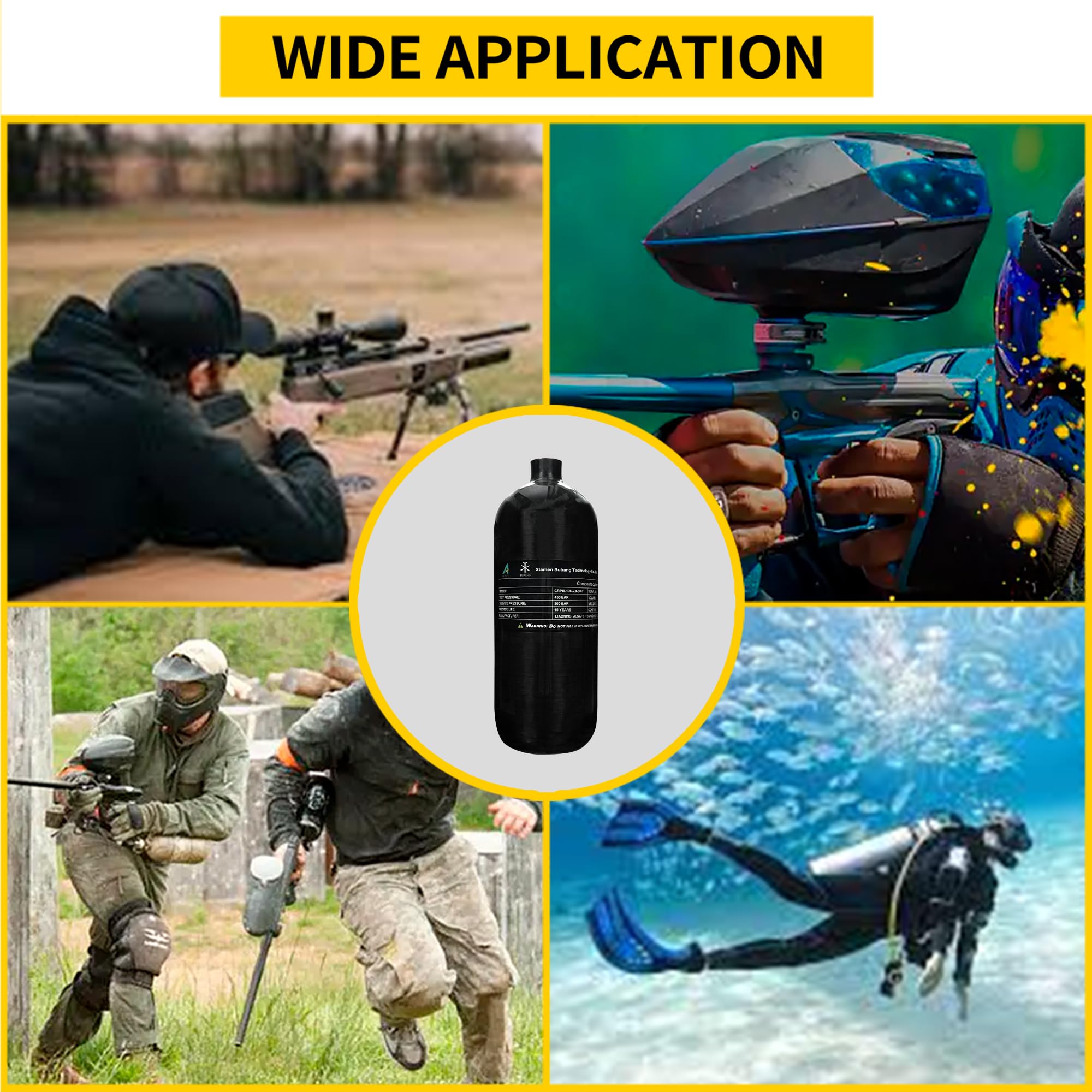 **TUXING 4500psi Carbon Fiber Air Tank 2L (Empty) & PCP Paintball Filling Station with Pressure Gauge Valve – Scuba Diving, PCP Airgun, Paintball Refill Tank with Regulator Gauge for Outdoor Sports & Hunting**