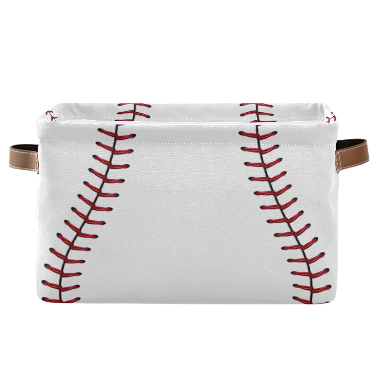 AUUXVA Collapsible Storage Bins with Handles - Baseball Print Decorative Basket Organizer for Nursery, Closet, Office, Home & Bedroom - Perfect for Toys, Books & Clothes Storage (1 Pack)