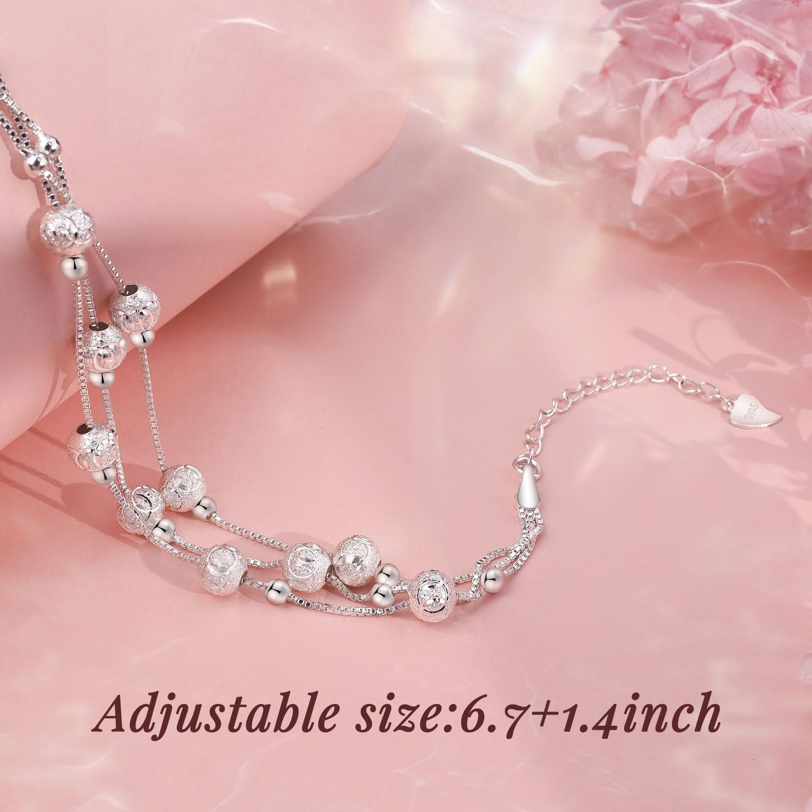 CheersLife Elegant Mini Star Bead Charm 925 Sterling Silver Layered Bracelet - Perfect 10th to 19th & 21st Birthday Gift for Women, Girls, Daughter, Niece, Sister & Friend | Ideal for Teen Girls' Special Occasions, Graduation & Everyday Wear