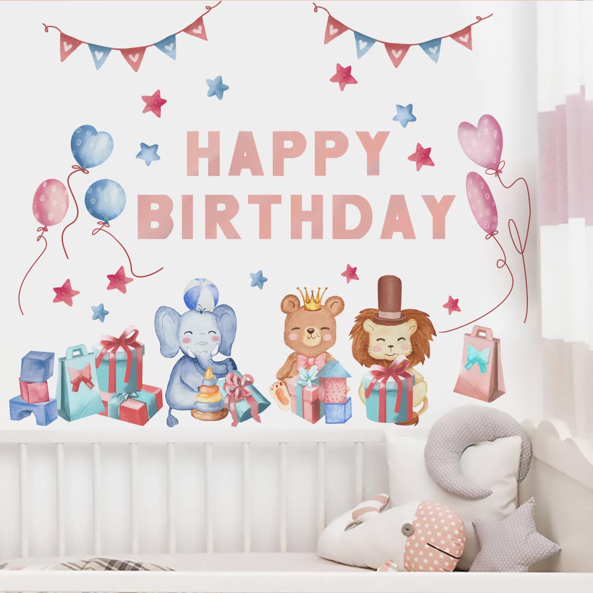 Birthday Party Wall Decals - Adorable Balloon Animal Stickers for Kids Room Decor, Nursery, Classroom & Party Backdrop | Perfect for Baby Showers, Birthday Celebrations & Home Decor