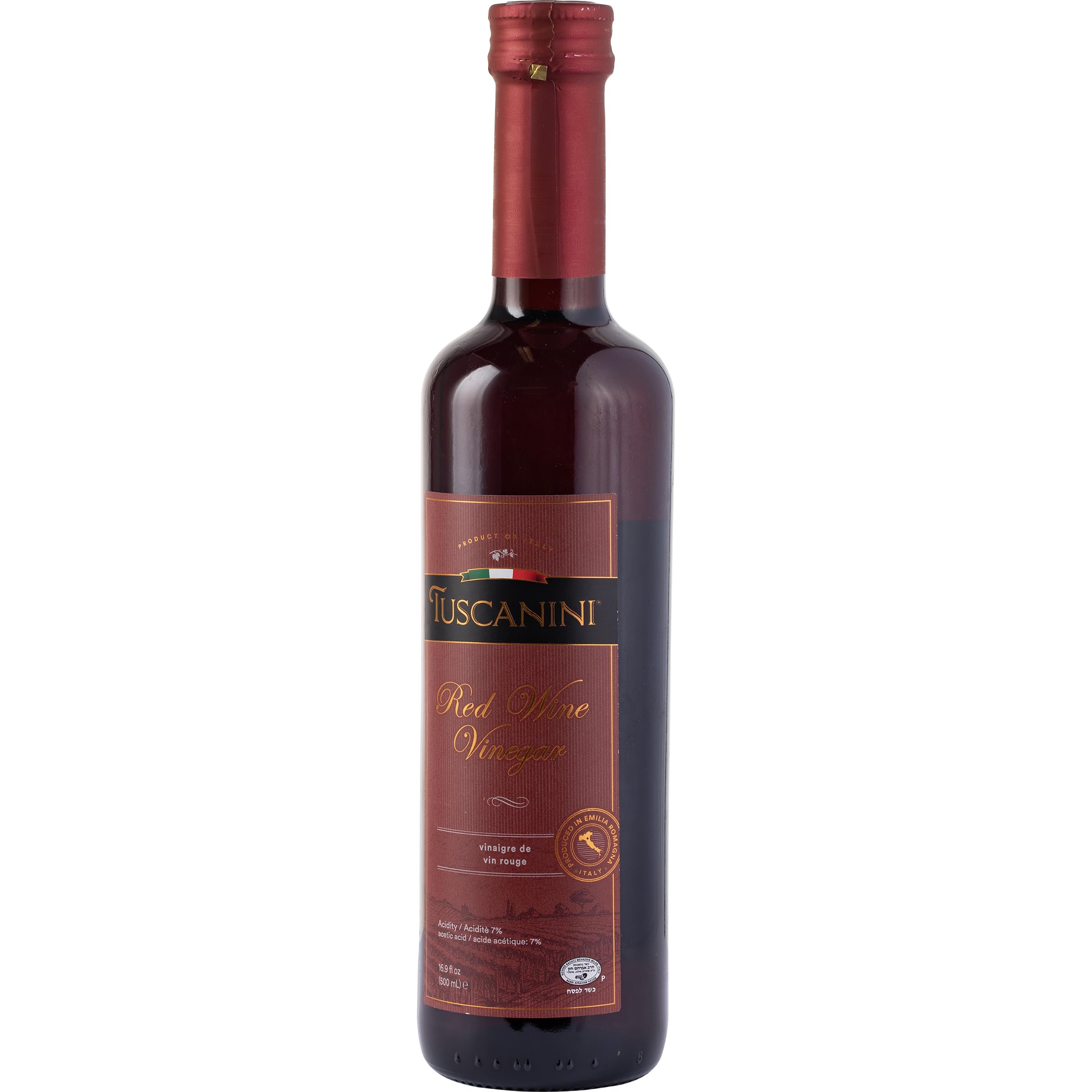 Premium Tuscanini Italian Red Wine Vinegar 16.9oz - Authentic Italy Imported Gourmet Vinegar for Salads, Marinades & Cooking | Kosher Certified for Passover | Perfect for Dressings, Pickling & Mediterranean Recipes