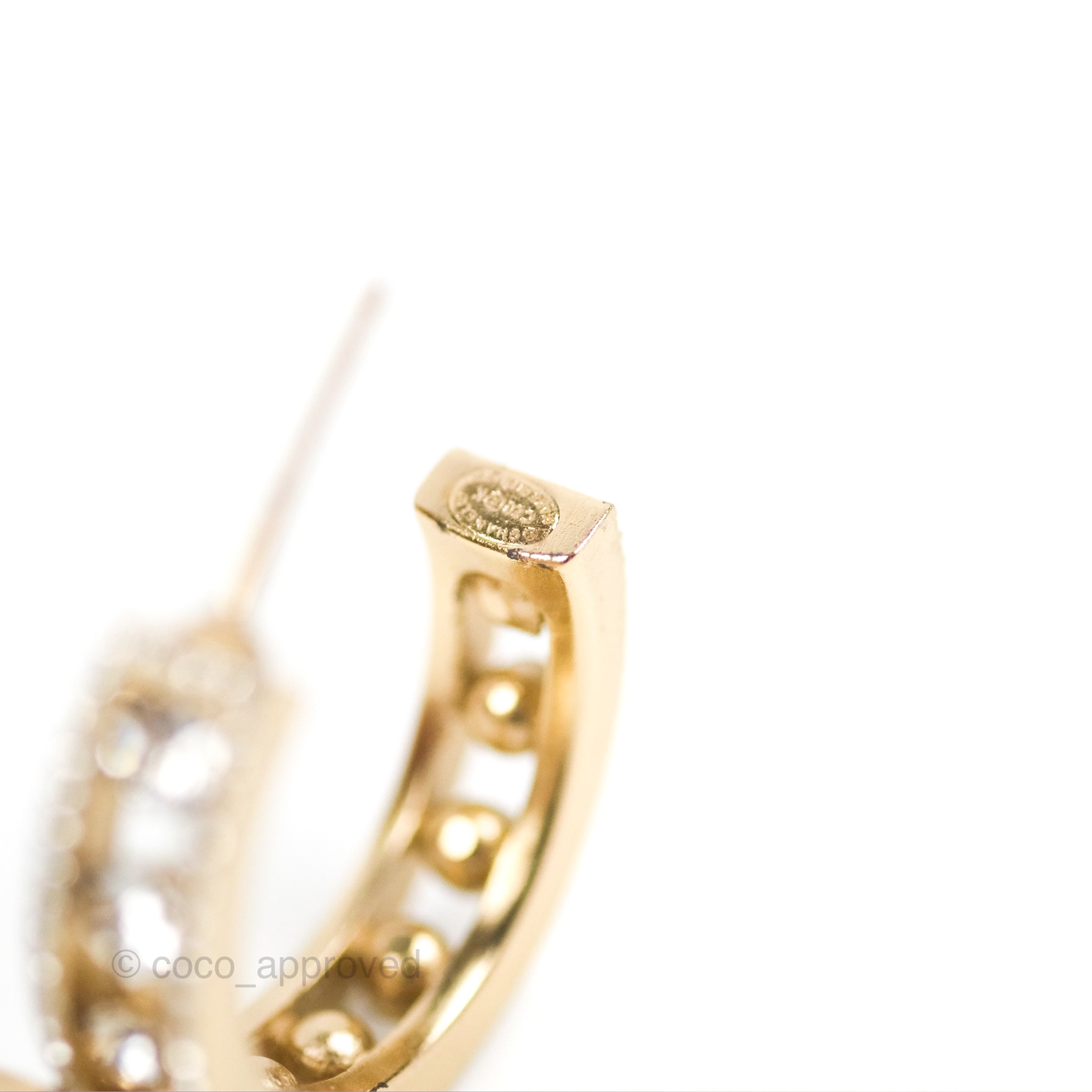 Chanel CC Crystal Hoop Earrings 20K Gold Tone - Luxury Fashion Jewelry for Women, Perfect for Parties, Weddings & Special Occasions