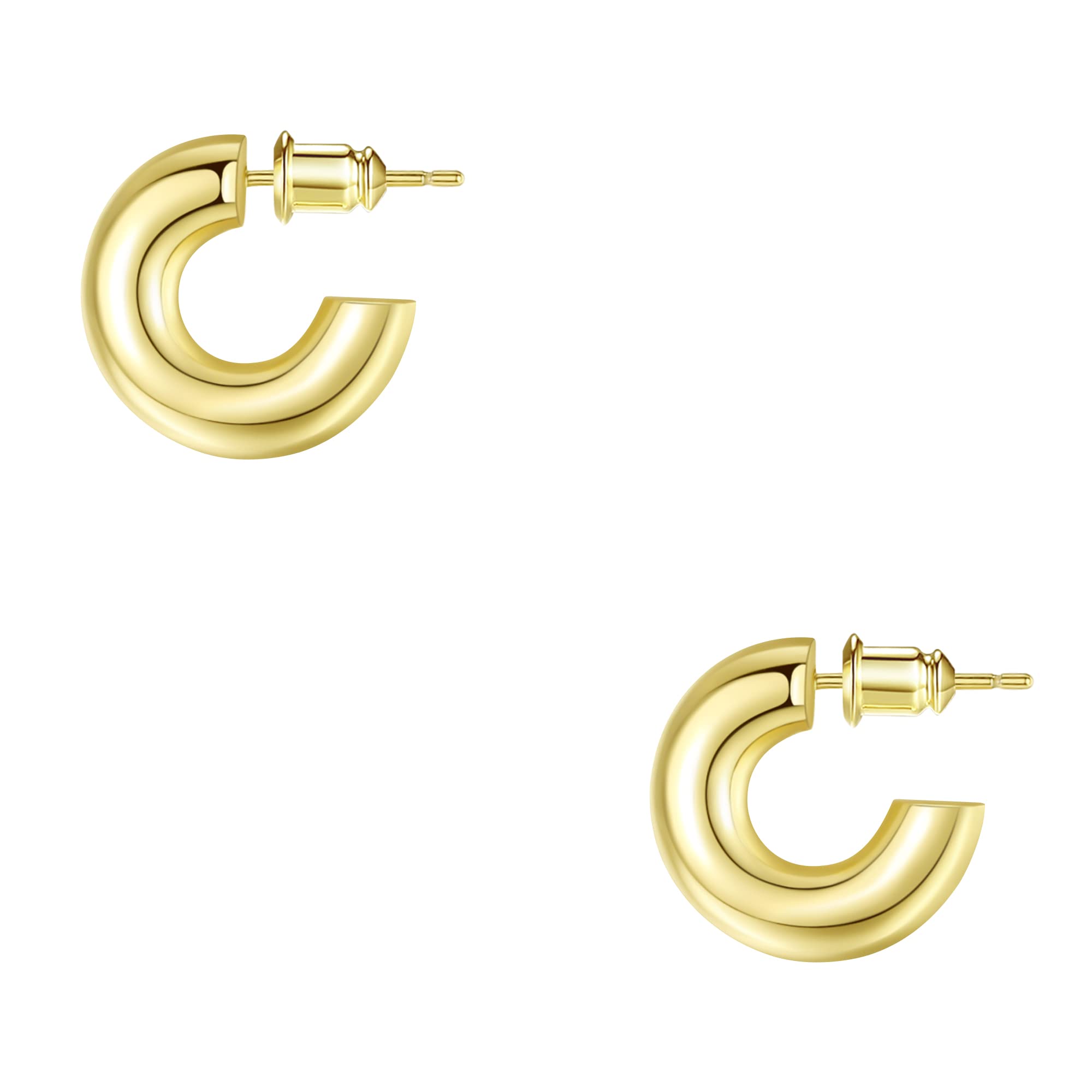 14K Gold Plated Chunky Open Hoop Earrings for Women - Lightweight Thick Gold Hoops, Trendy Gift for Girls - Perfect for Parties, Weddings & Everyday Wear