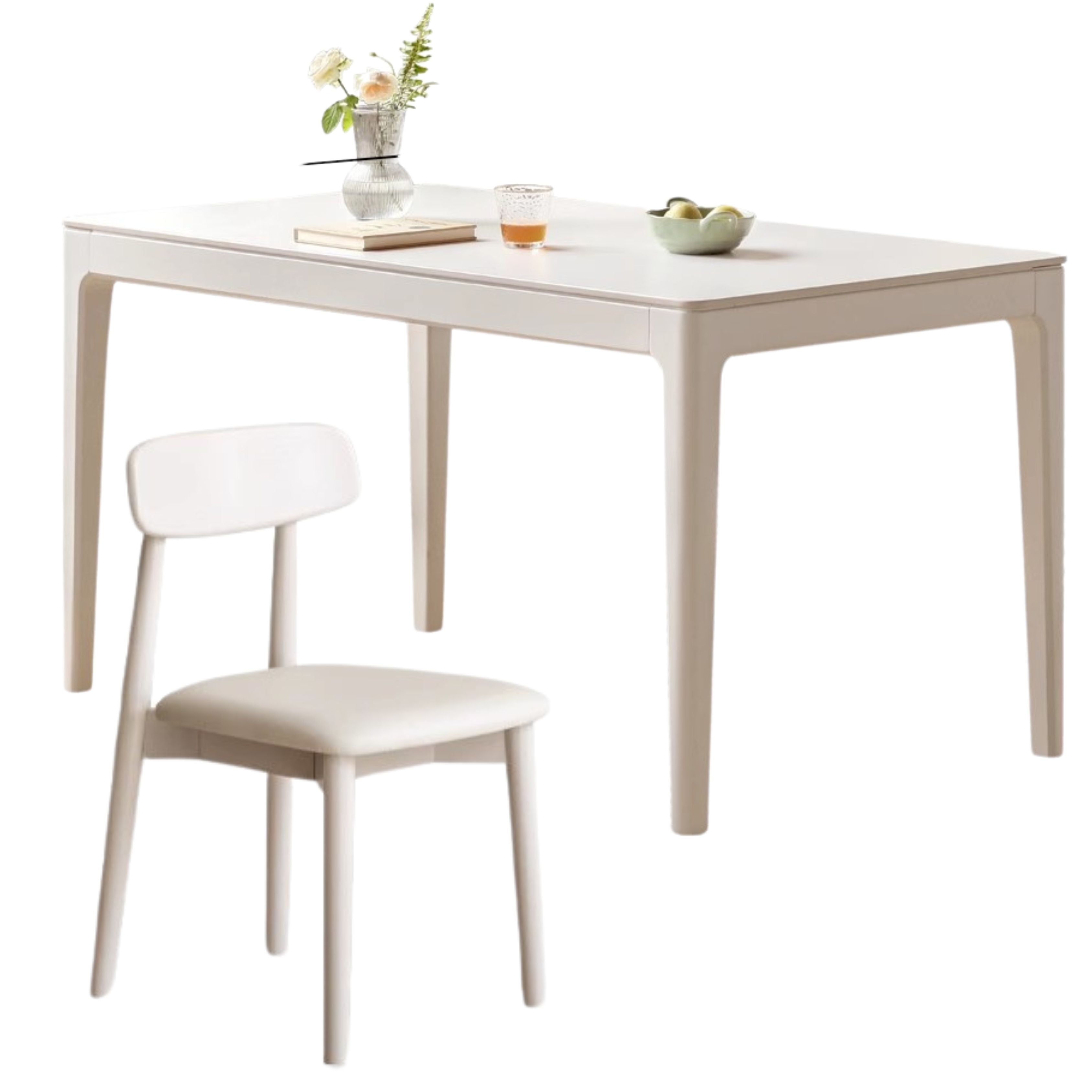 55.1x31.5x29.5 inch / 140x80x75cm / white color /Slate Dining Table + 4chairs
