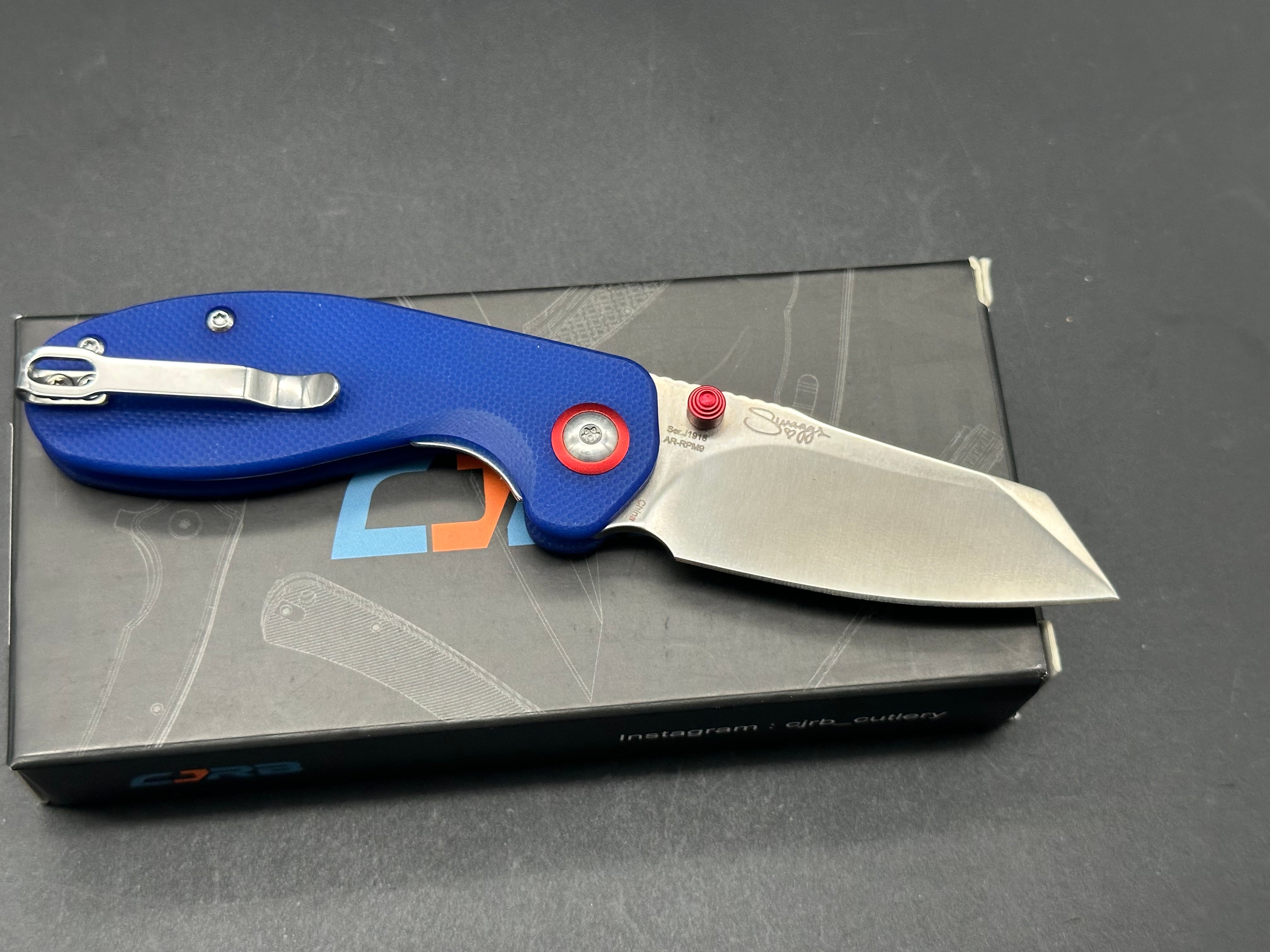 CJRB Swaggs Maileah Folding Pocket Knife - Blue G-10 Handle, Liner Lock, EDC Knife for Outdoor, Camping, Hiking & Everyday Carry