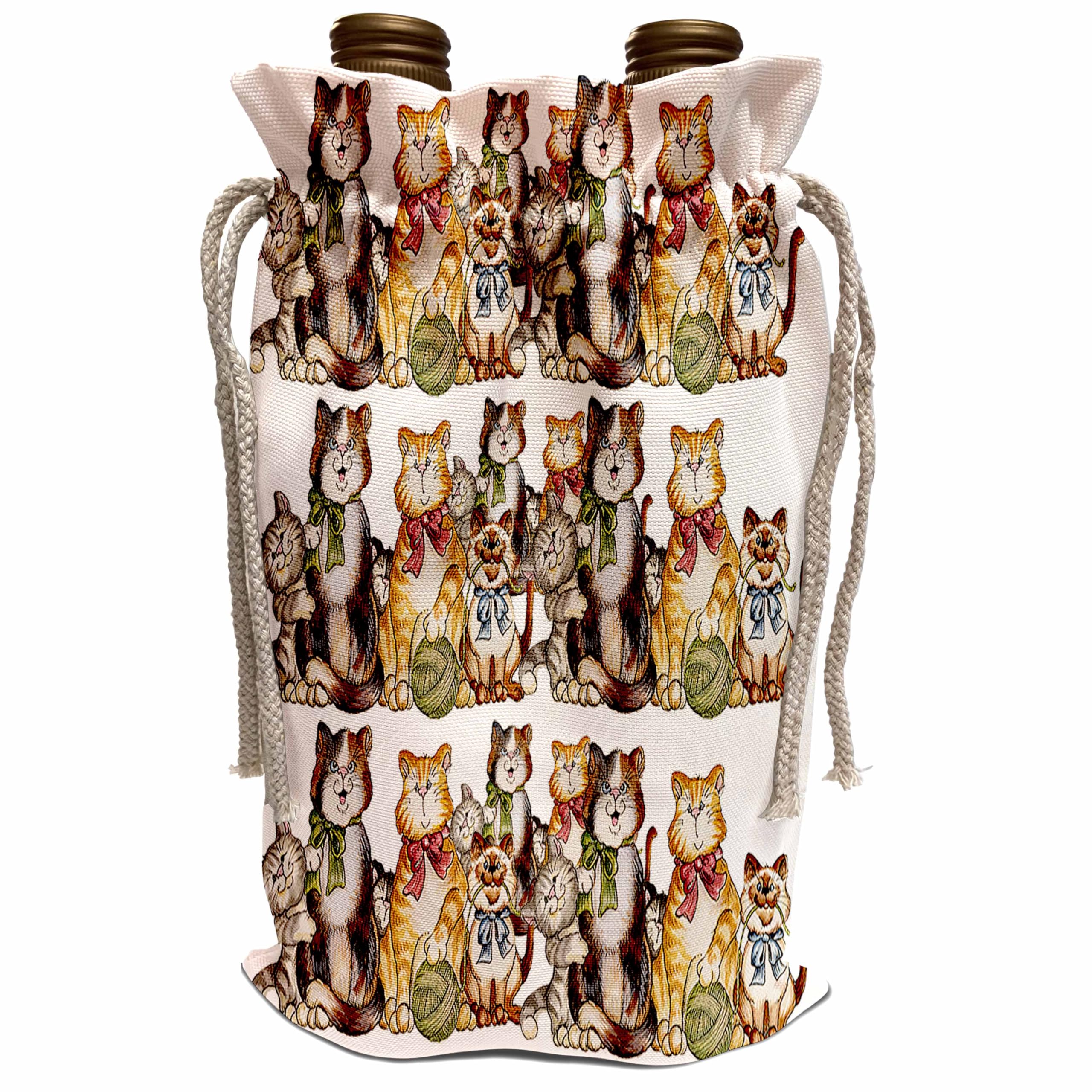 Cat Friends Cartoon Pattern Wine Gift Bag - Perfect for Wine Bottles, Party Favors & Birthday Presents - Reusable & Durable Design for Gifts & Special Occasions