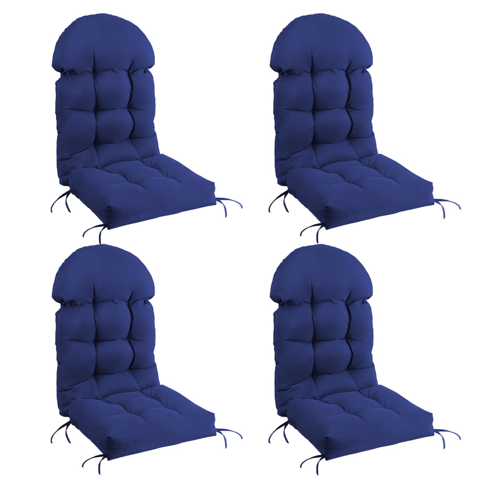 FUNBERRY 4-Piece Patio Chair Cushion Set - Thickened Comfortable Non-Slip Waterproof Outdoor Cushions with Ties for Rocking Chairs, High Back Support & Fade Resistant - Perfect for Porch, Deck, Garden & Poolside Relaxation