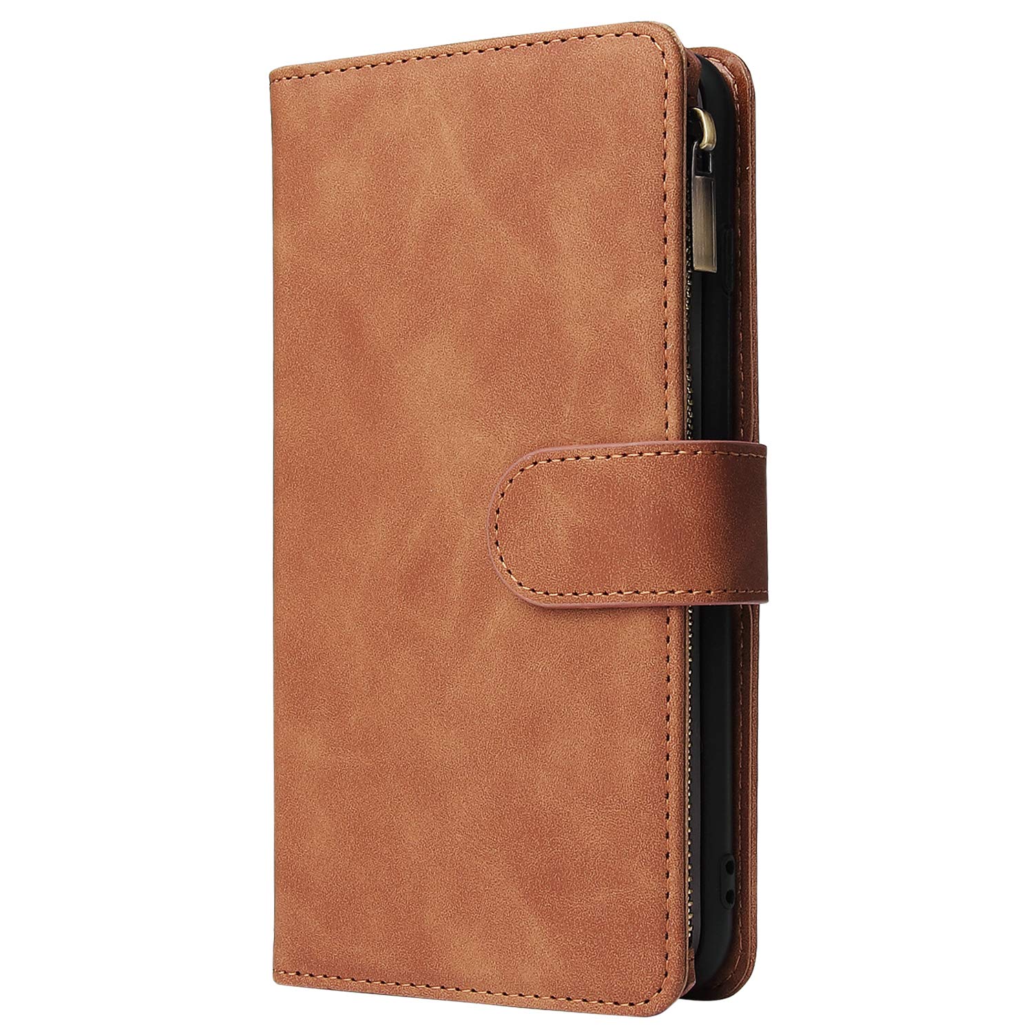 ASUWISH Huawei Honor 90 Wallet Case with Tempered Glass Screen Protector - Leather Flip Cover with Card Holder & Stand | Protective Phone Case for Men & Women (Brown) | Perfect for Daily Use, Travel & Business Meetings