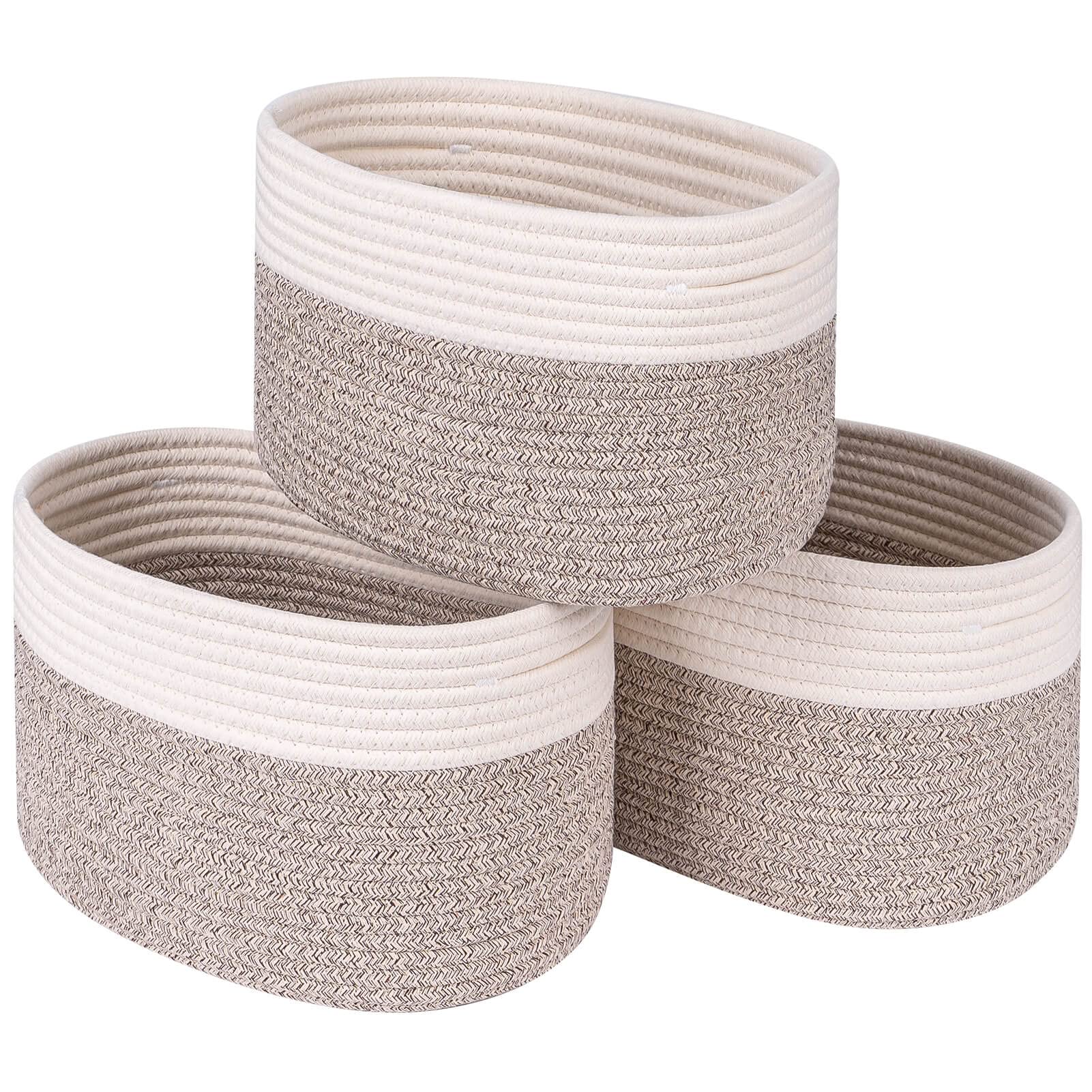 CubesLand Woven Rope Storage Baskets - 3 Pack Natural Cube Shelf Organizer Bins for Closet, Bedroom & Home Decor | Perfect for Pet Toy Storage, Food Organization & Shelf Display | Space-Saving Home Storage Solution