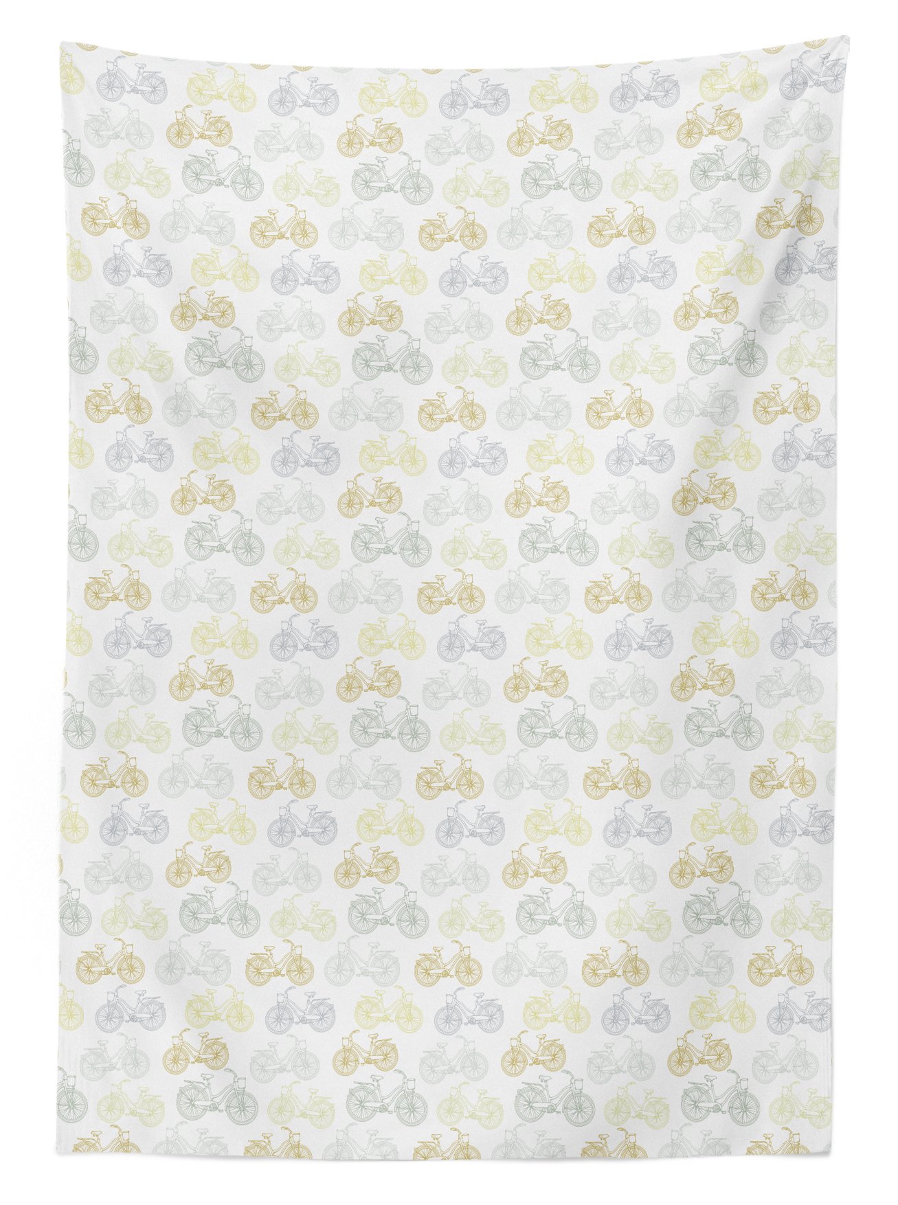 Ambesonne Vintage Bicycle Tablecloth - Pastel Retro Design on White Background, Washable Picnic Table Cover 58