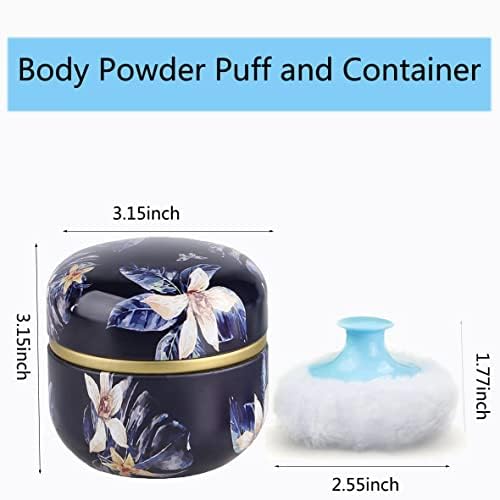 FOTN Premium Body Powder Puff & Container Set - Dusting Powder Applicator for Women & Baby Care - Deep Blue Loose Powder Dispenser for Smooth Skin Application - Ideal for Daily Hygiene & Post-Bath Use