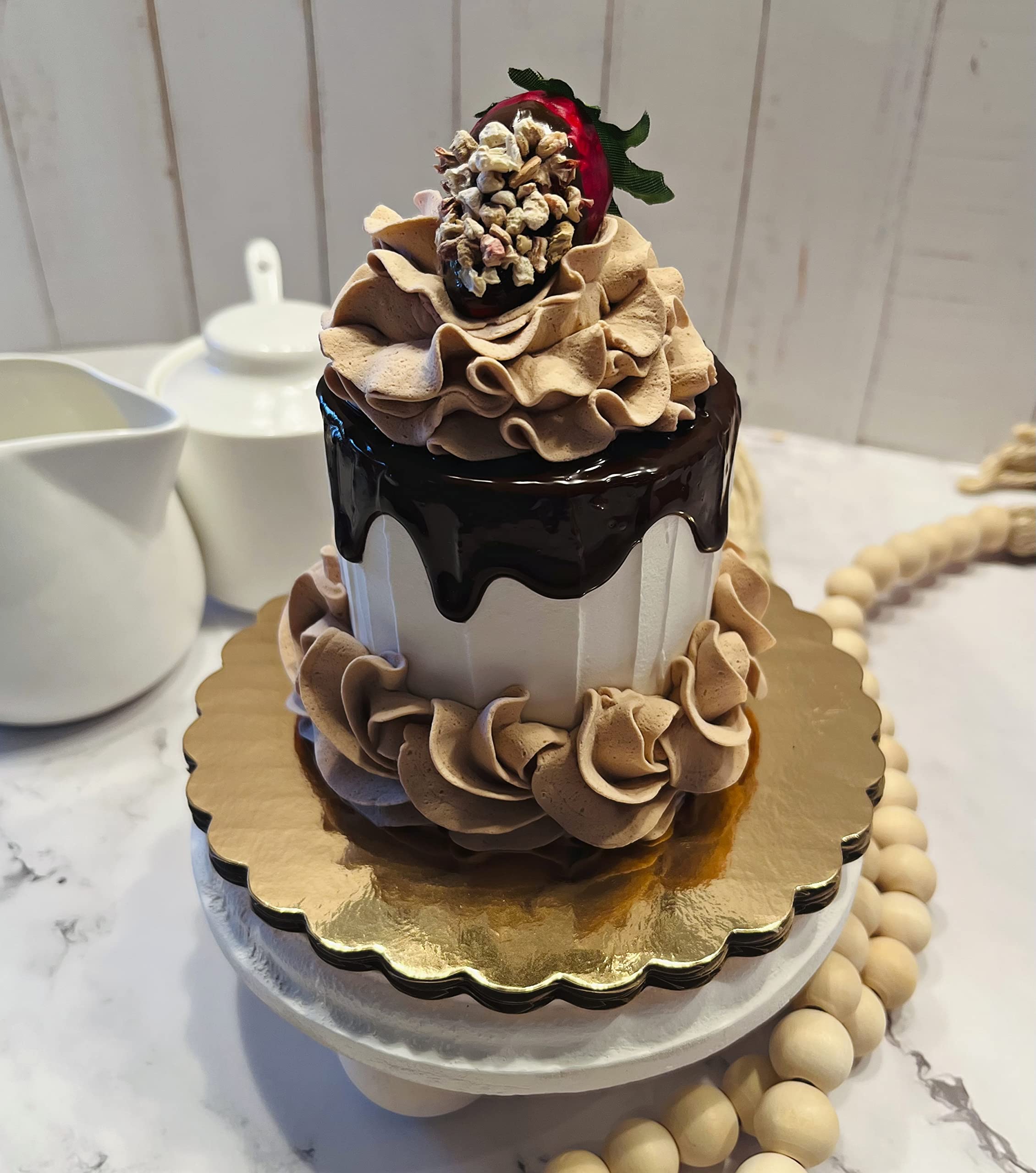 Realistic Fake Mini Cake - Artificial Cake Decor for Display - Fake Cupcakes & Chocolate Drizzle Cake - Lifelike Fake Food for Bakery Showcase, Dessert Displays & Home Decor
