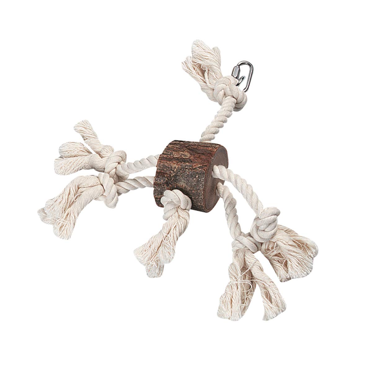 Colorful Parrot Toy Hanger with Natural Wood Trunk - Perfect for Bird Cage Enrichment & Playtime Activities