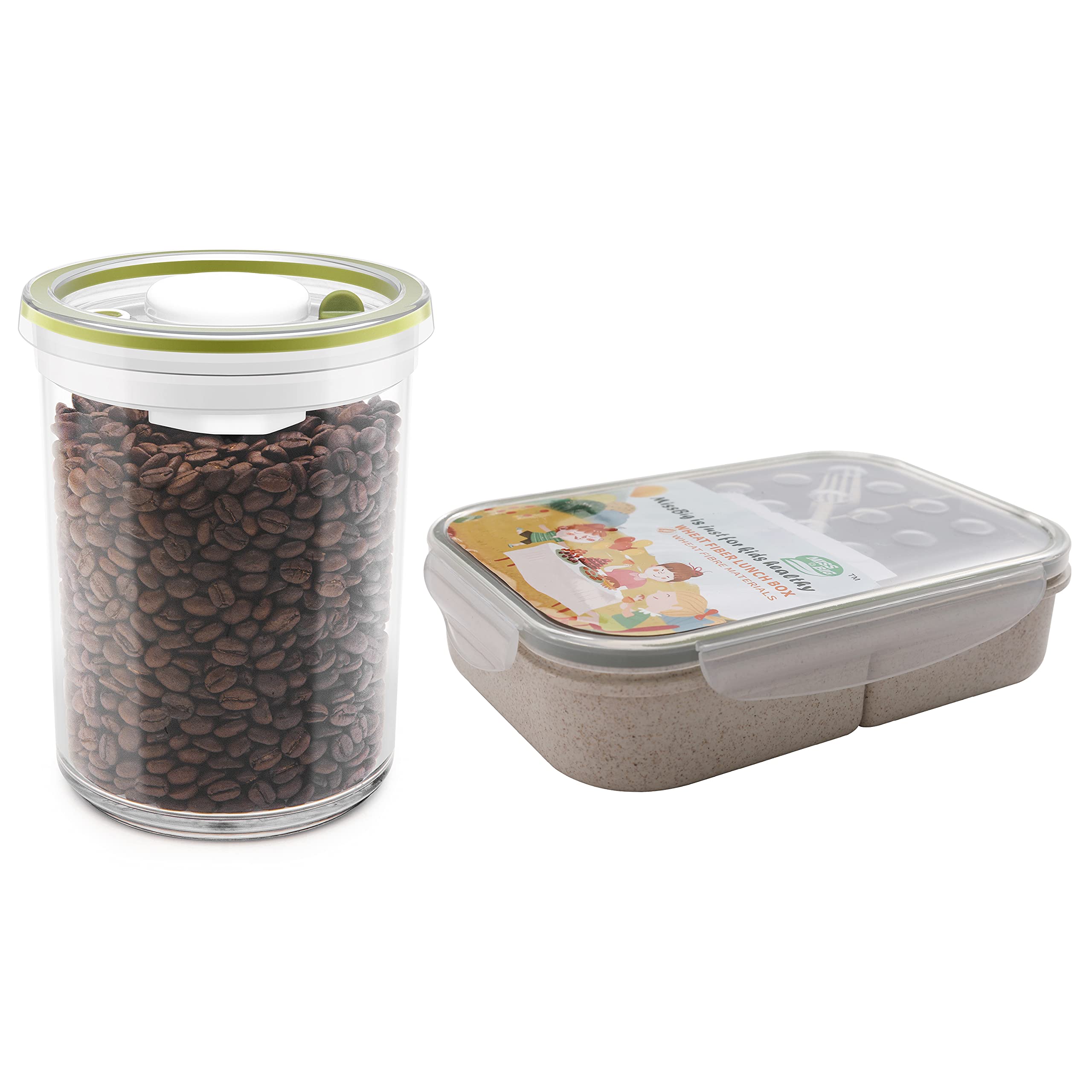Premium Stainless Steel Bento Lunch Box & Airtight Coffee Canister Set - Eco-Friendly, Leak-Proof Food Storage for Office, School & Outdoor Picnics