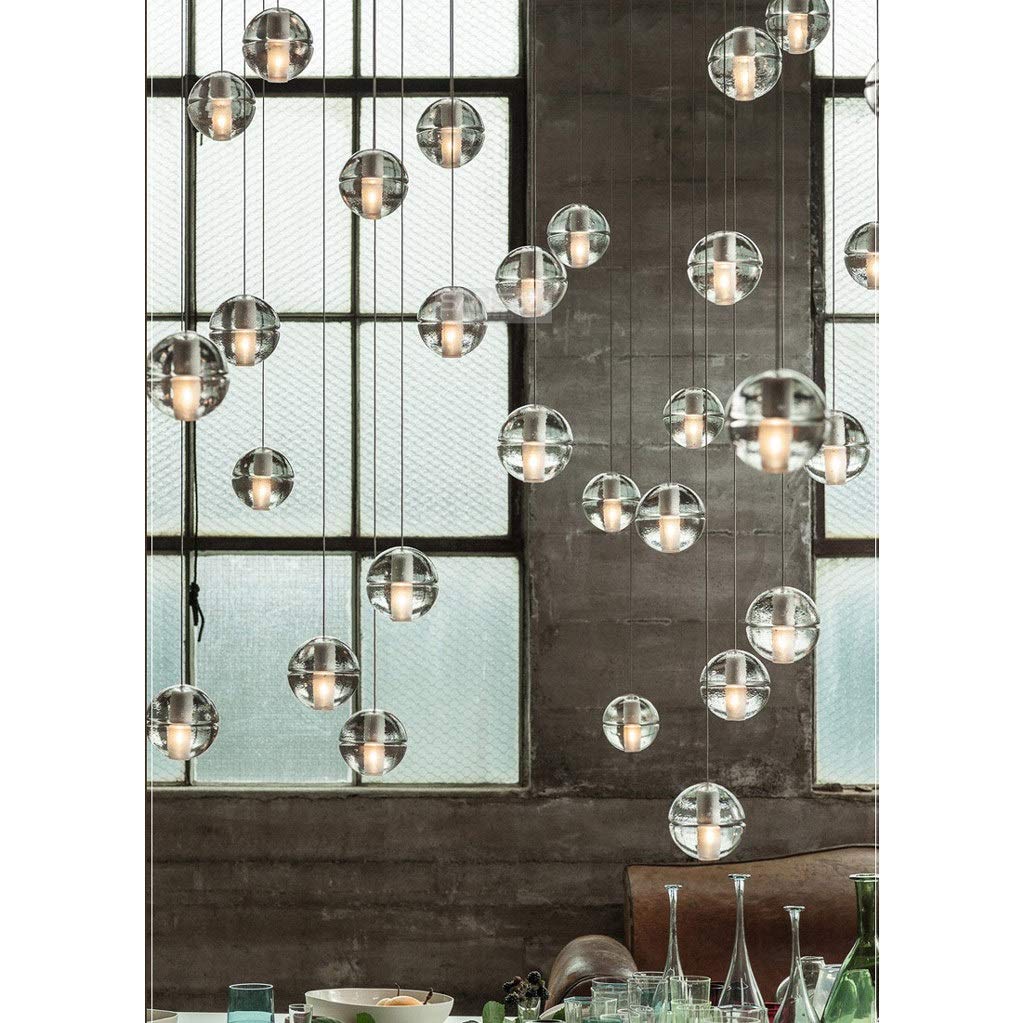 GAOXIN Round Crystal Ball Meteor Shower Chandelier - Luxury LED G4 Ceiling Light with 3 Heads for Restaurant, Hotel, Wedding & Home Decoration | Elegant Lighting Fixture for Dining Room, Lobby & Event Venues