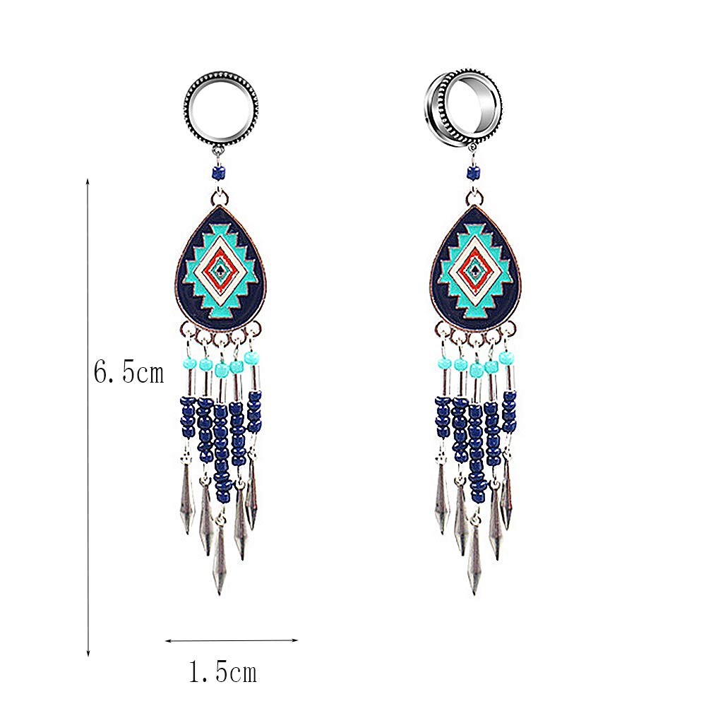 6-30mm Bohemian Style Pendant Ear Gauge Tunnel Ear Stretcher Plugs - Handmade Ear Jewelry for Stretched Ears - Perfect for Boho Fashion, Music Festivals & Alternative Style