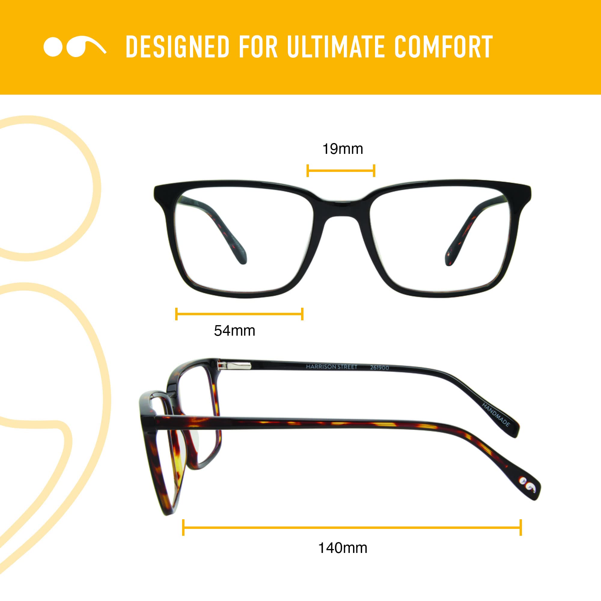 Scojo New York Harrison Street Blue Light Blocking Reading Glasses - Handmade Anti-Scratch Readers for Women & Men - Perfect for Computer Work, Reading & Screen Time