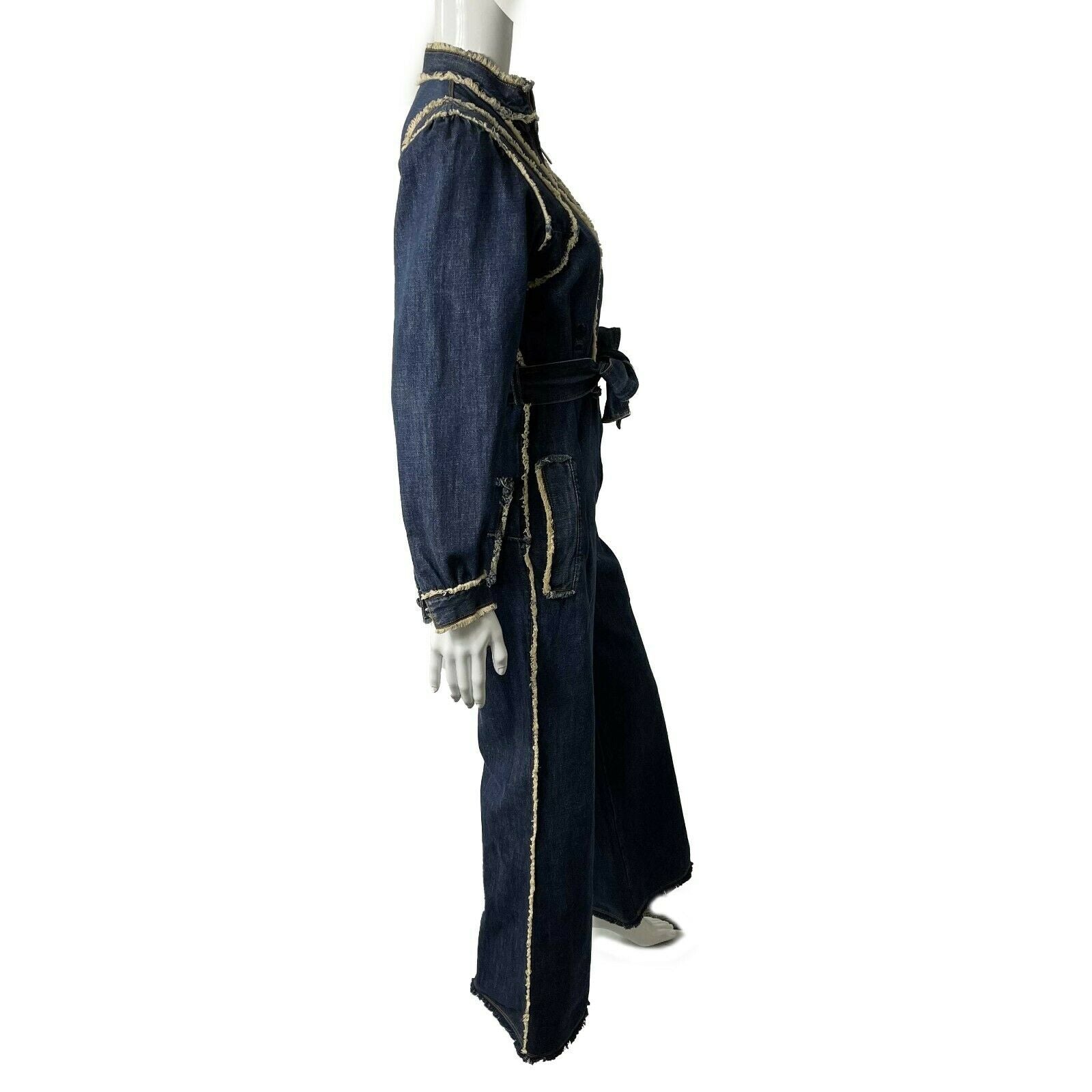 Christian Dior Denim Zip Jumpsuit - Cream & Dark Wash | Size 34 US 2 | Stylish One-Piece Outfit for Women's Casual Wear, Night Out & Fashion Events
