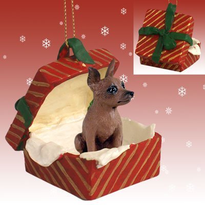 Miniature Pinscher Red & Brown Christmas Ornament - Handmade Dog Lover Gift Box for Pet Owners | Perfect for Tree Decor, Holiday Gifts & Dog-Themed Party Favors