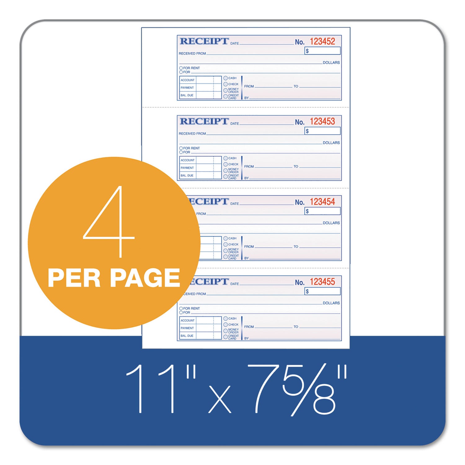 Adams® Carbonless Receipt Book - 3-Part NCR Paper, 7.19