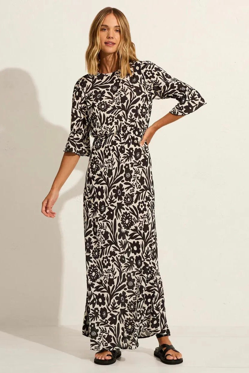 Elegant Black Floral Maxi Dress for Women - Summer Boho Beach Dress, Party & Evening Wear