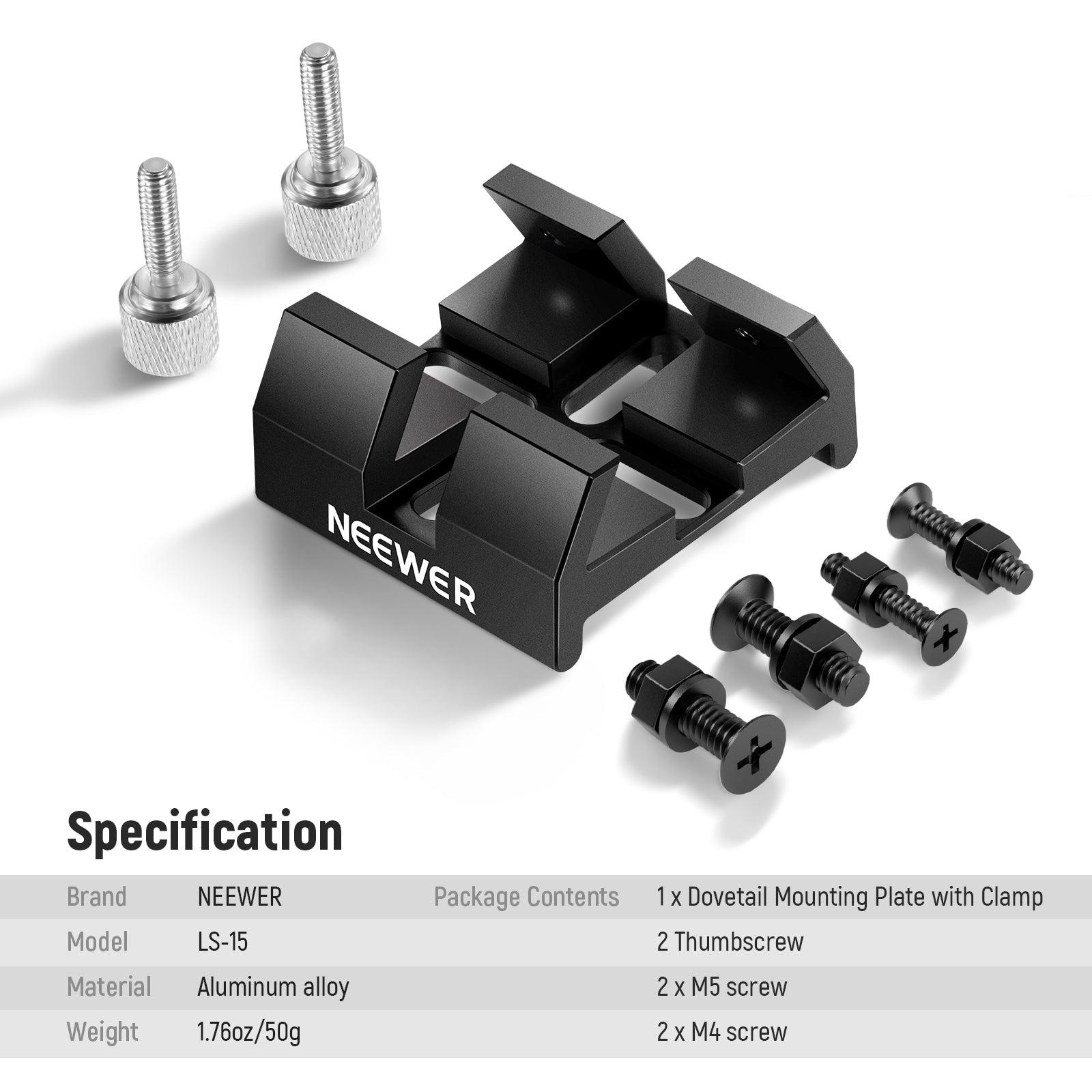 NEEWER LS 15 Universal Dovetail Base Telescope Mount for DSLR Cameras - Heavy Duty Aluminum Alloy Tripod Adapter for Astrophotography & Bird Watching